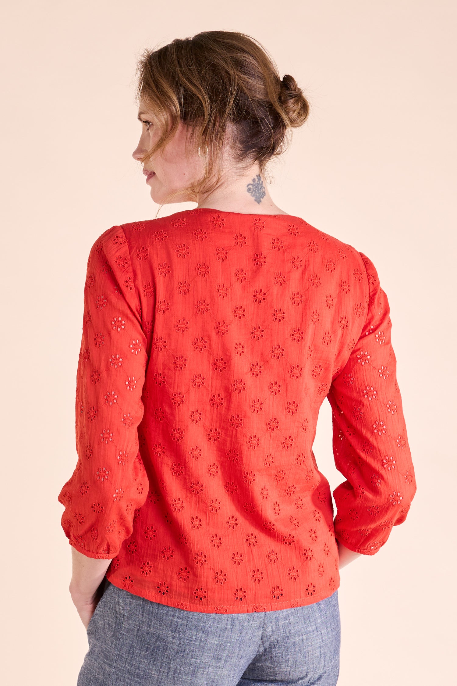 SS25 Broderie Anglaise Top - Tomato