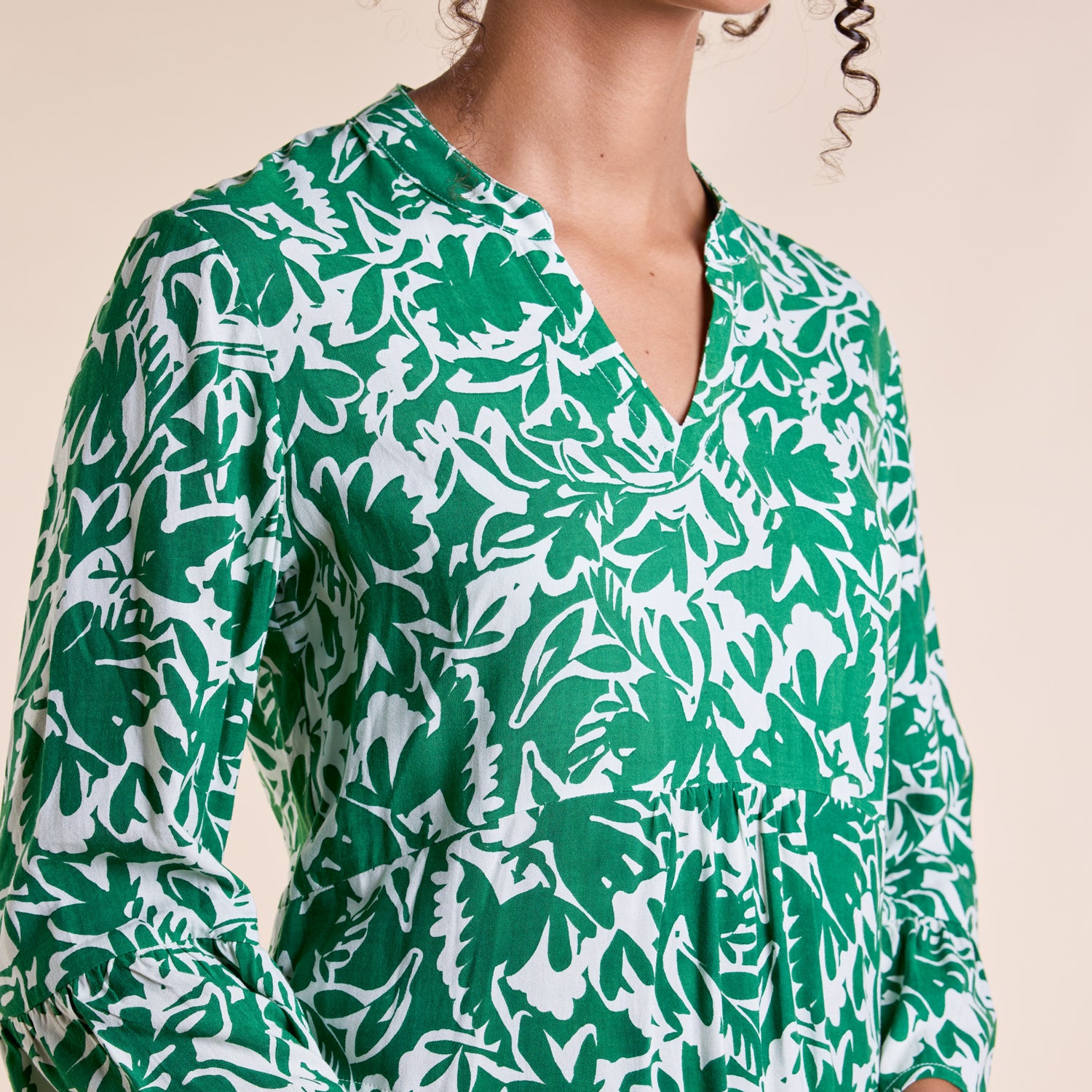 SS25 Gathered Tunic Dress - Leaf