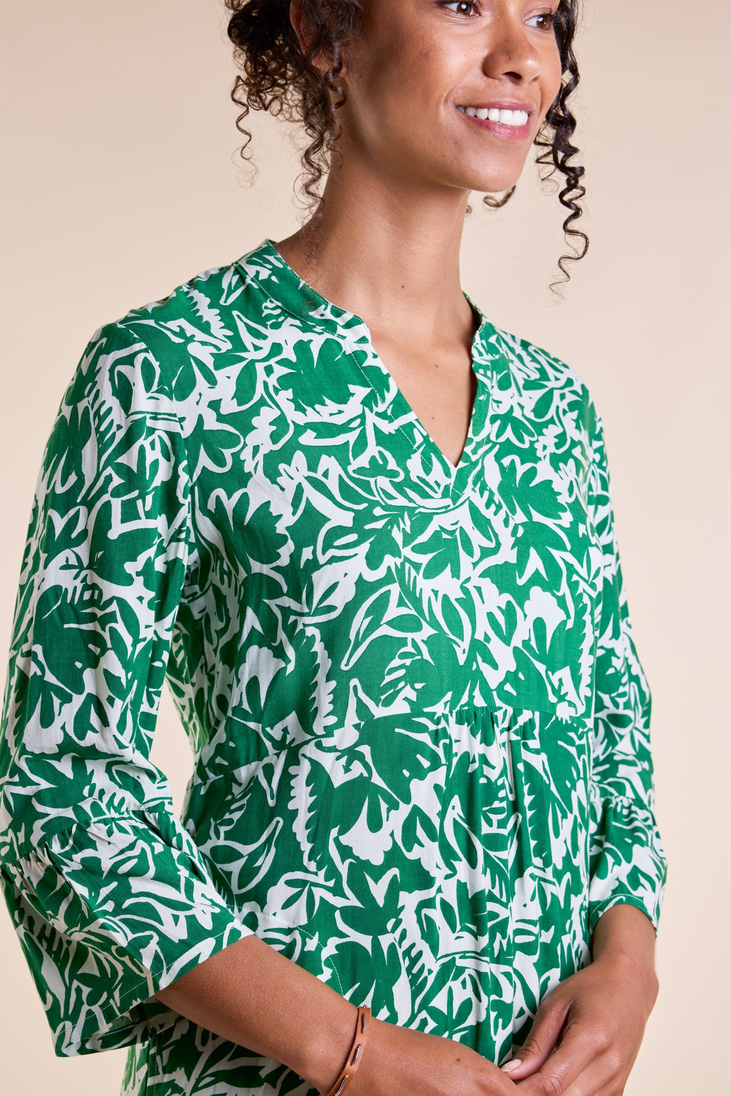 SS25 Gathered Tunic Dress - Leaf SS25 Gathered Tunic Dress - Leaf