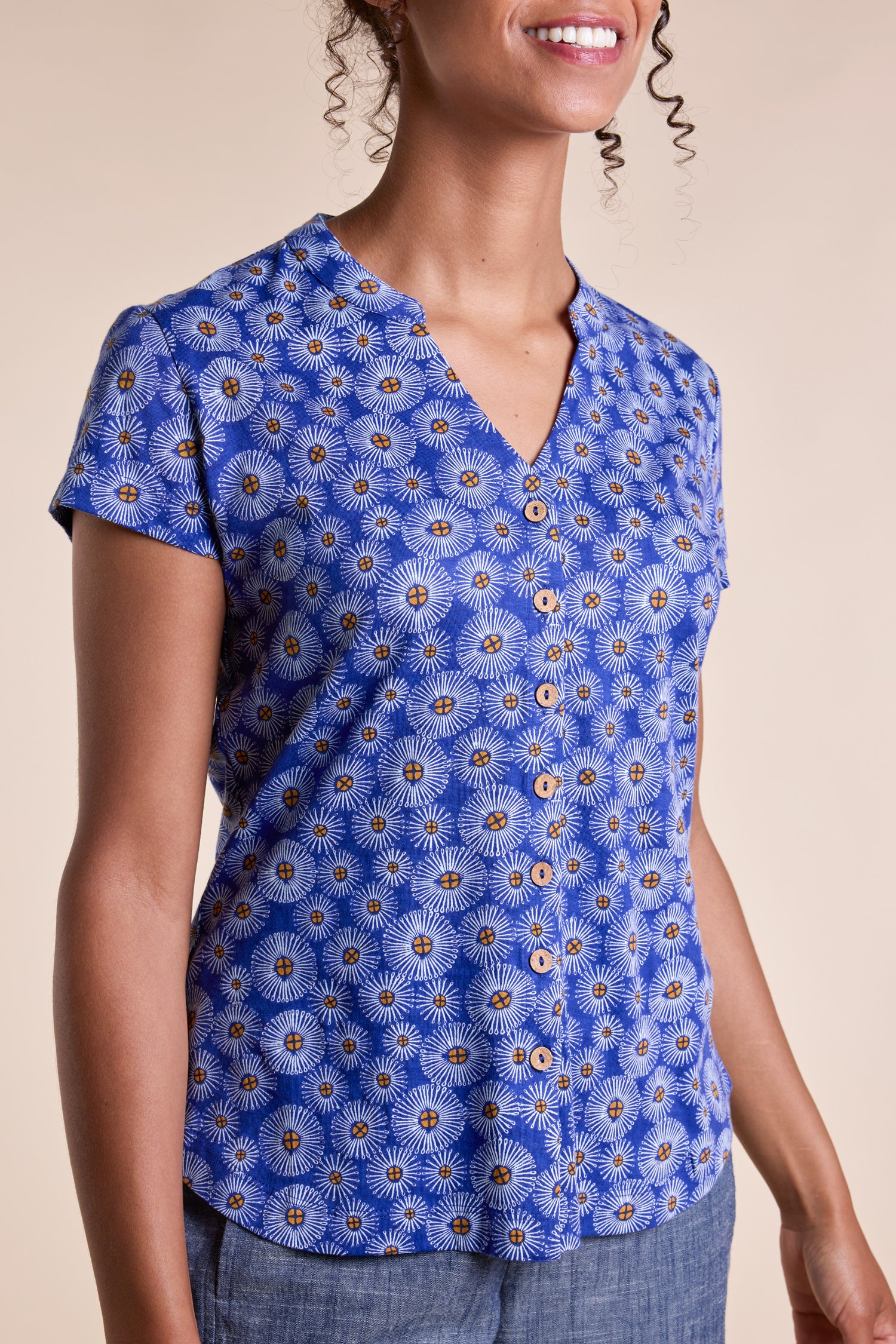 SS25 Nehru Jersey Shirt - Indigo