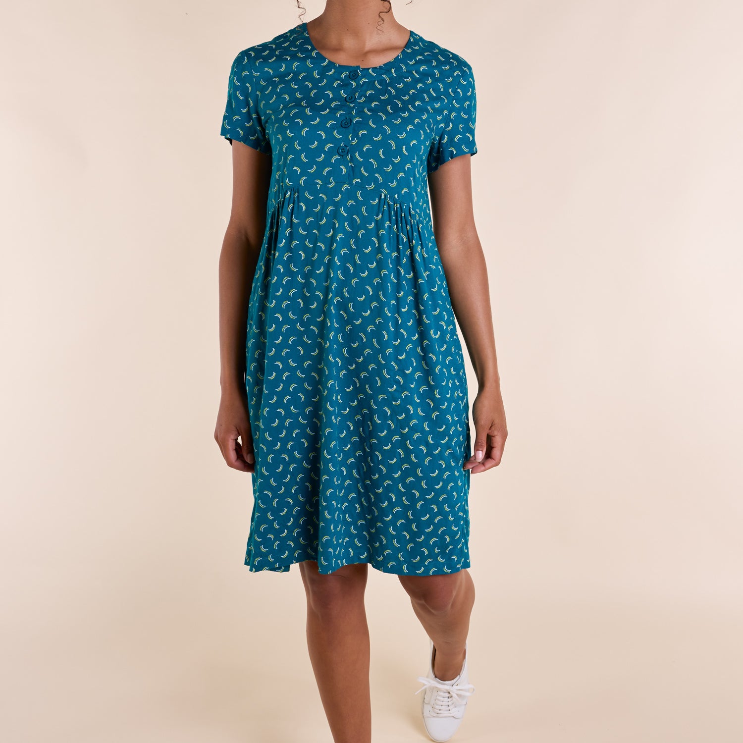 SS25 Button Front Tunic Dress - Aqua