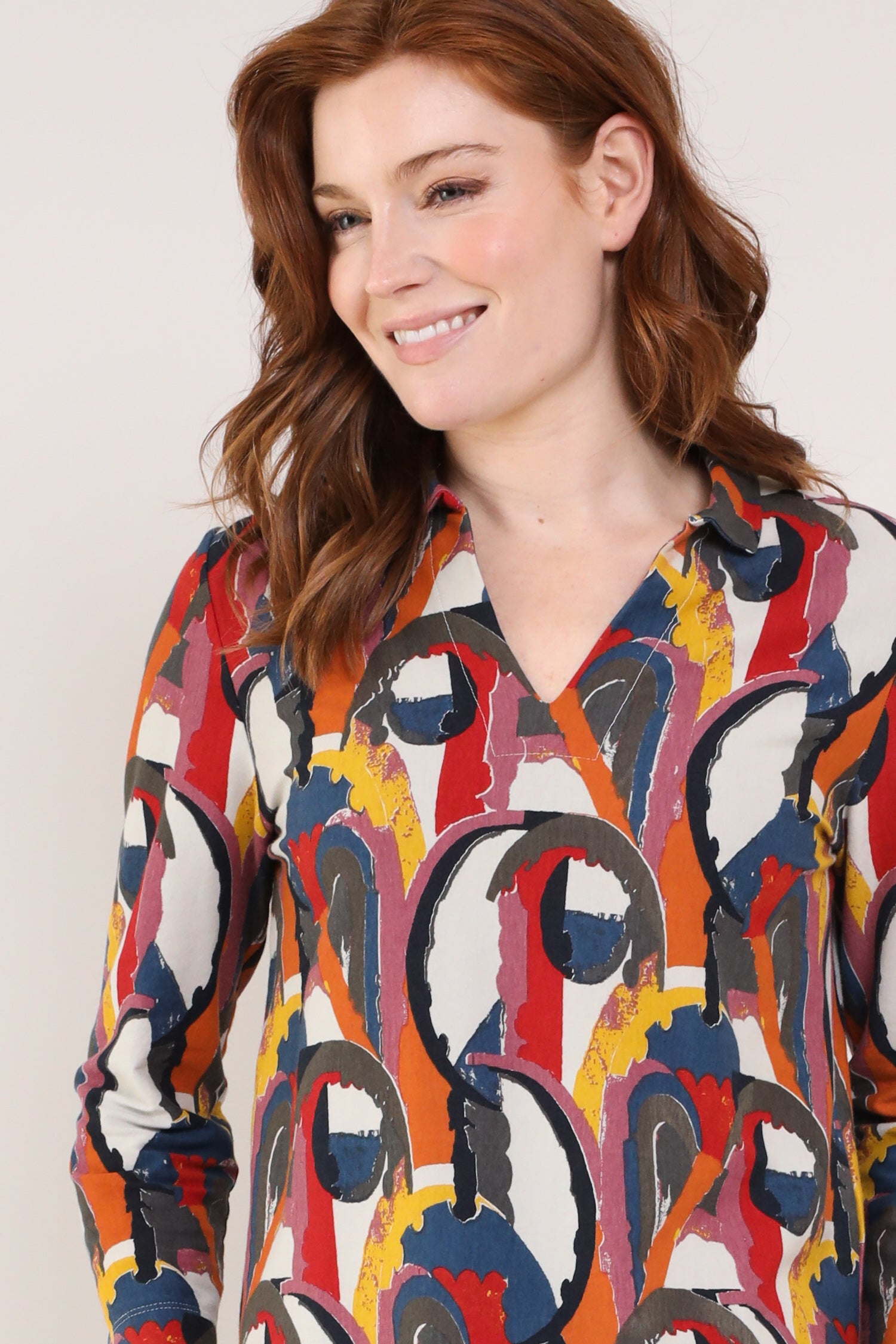 GOTS Organic Cotton Easy Collar Top - Short closeup
