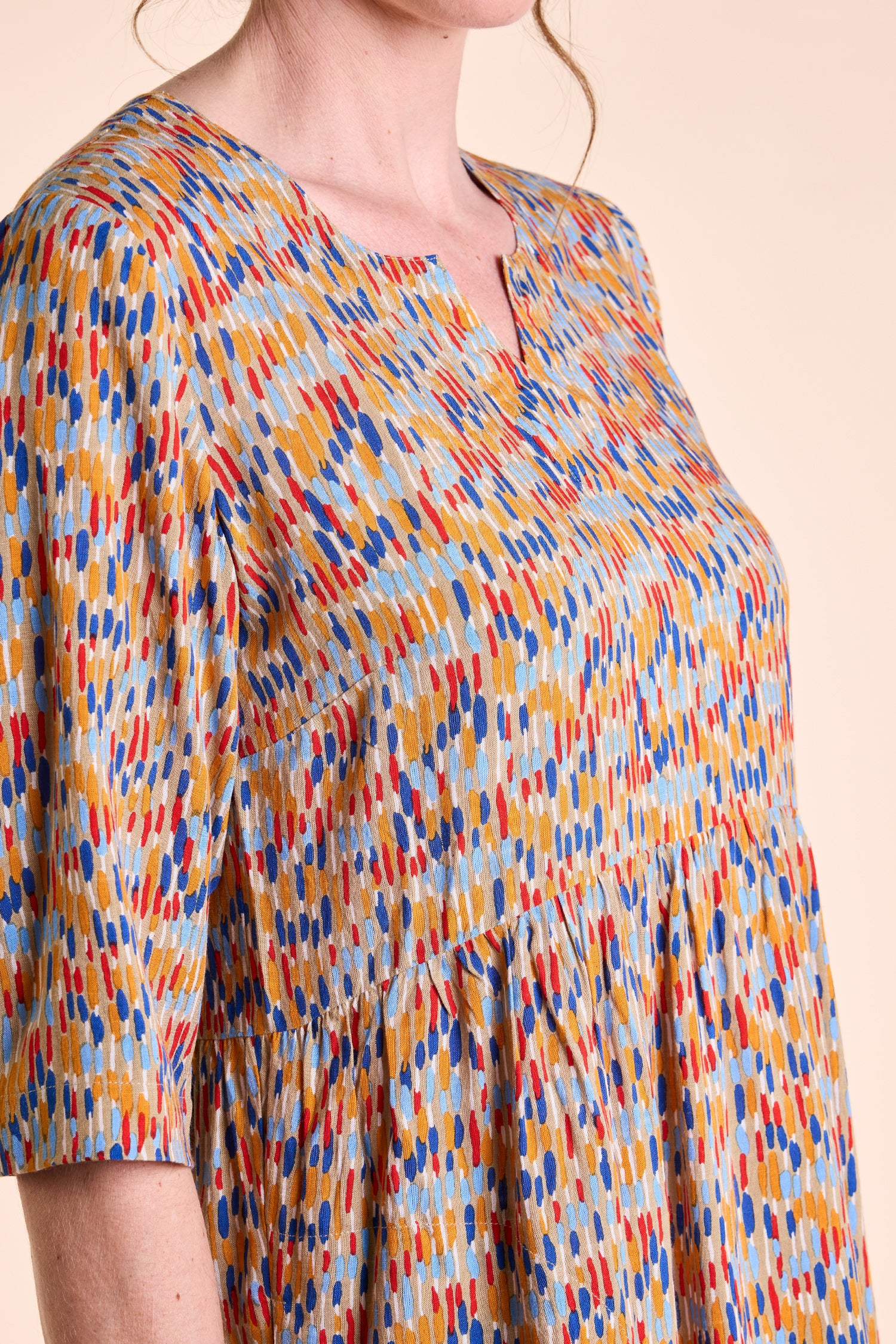 SS25 Viscose Liva Slub Dress - Stone