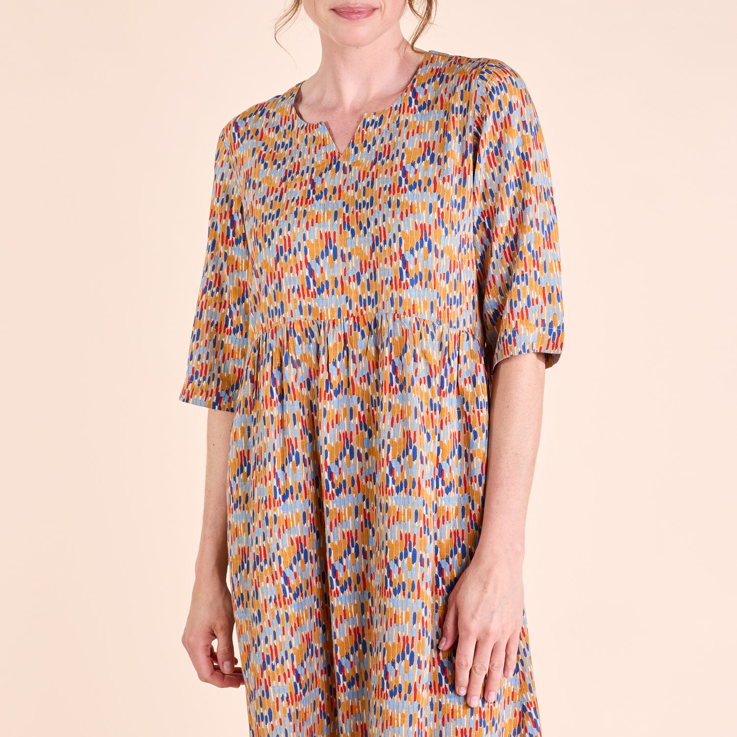 SS25 Viscose Liva Slub Dress - Stone