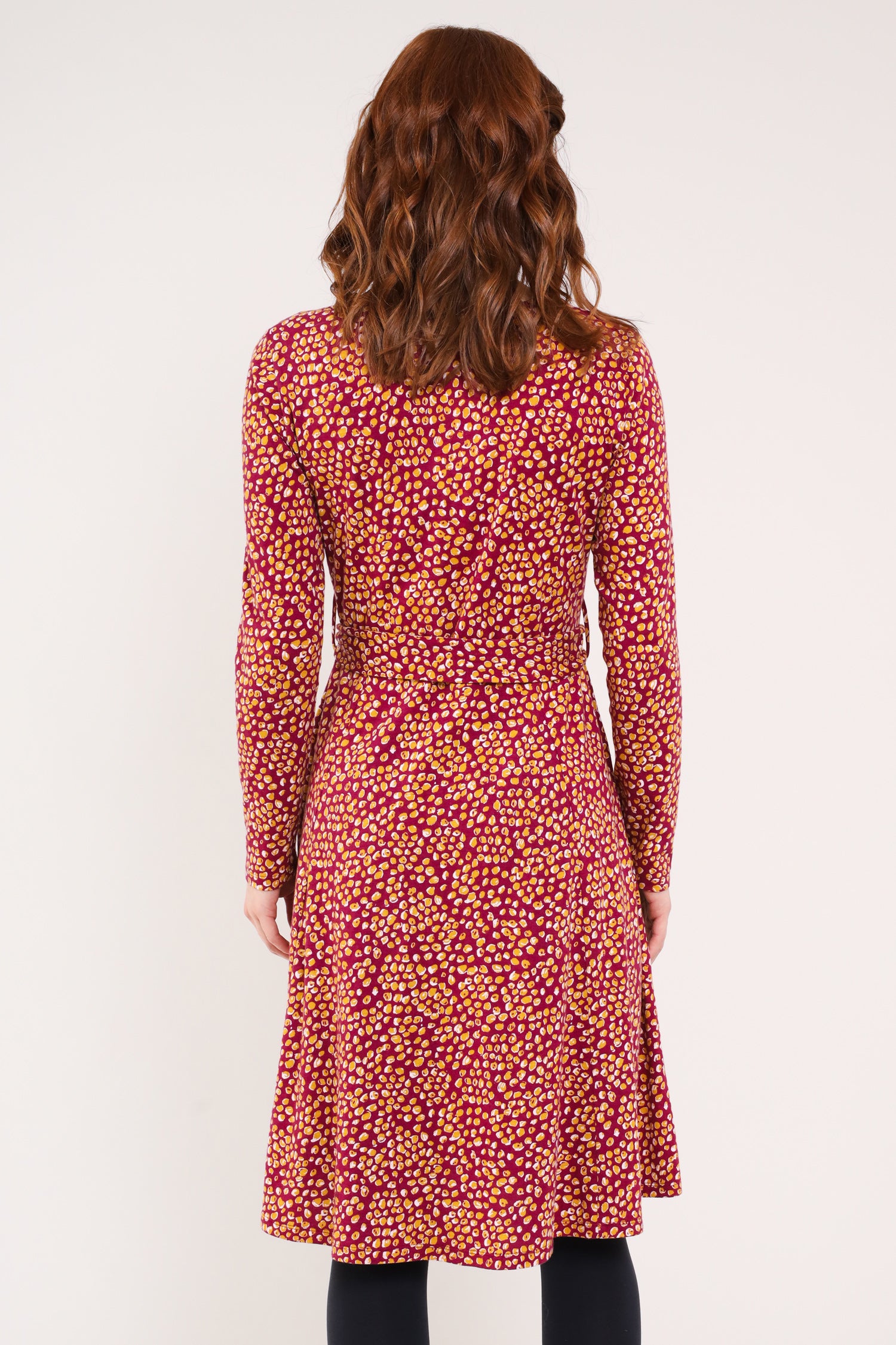 Cranberry Colour GOTS Organic Cotton Fit and Flare Dress - Back side