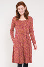 Cranberry Colour GOTS Organic Cotton Fit and Flare Dress
