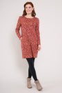 Cranberry colour GOTS Organic Cotton Nehru Collar Jersey Dress - Back side