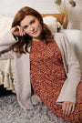 Cranberry colour GOTS Organic Cotton Nehru Collar Jersey Dress