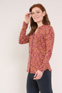 Cranberry colour GOTS Organic Cotton Nehru Collar Jersey Dress - Front side