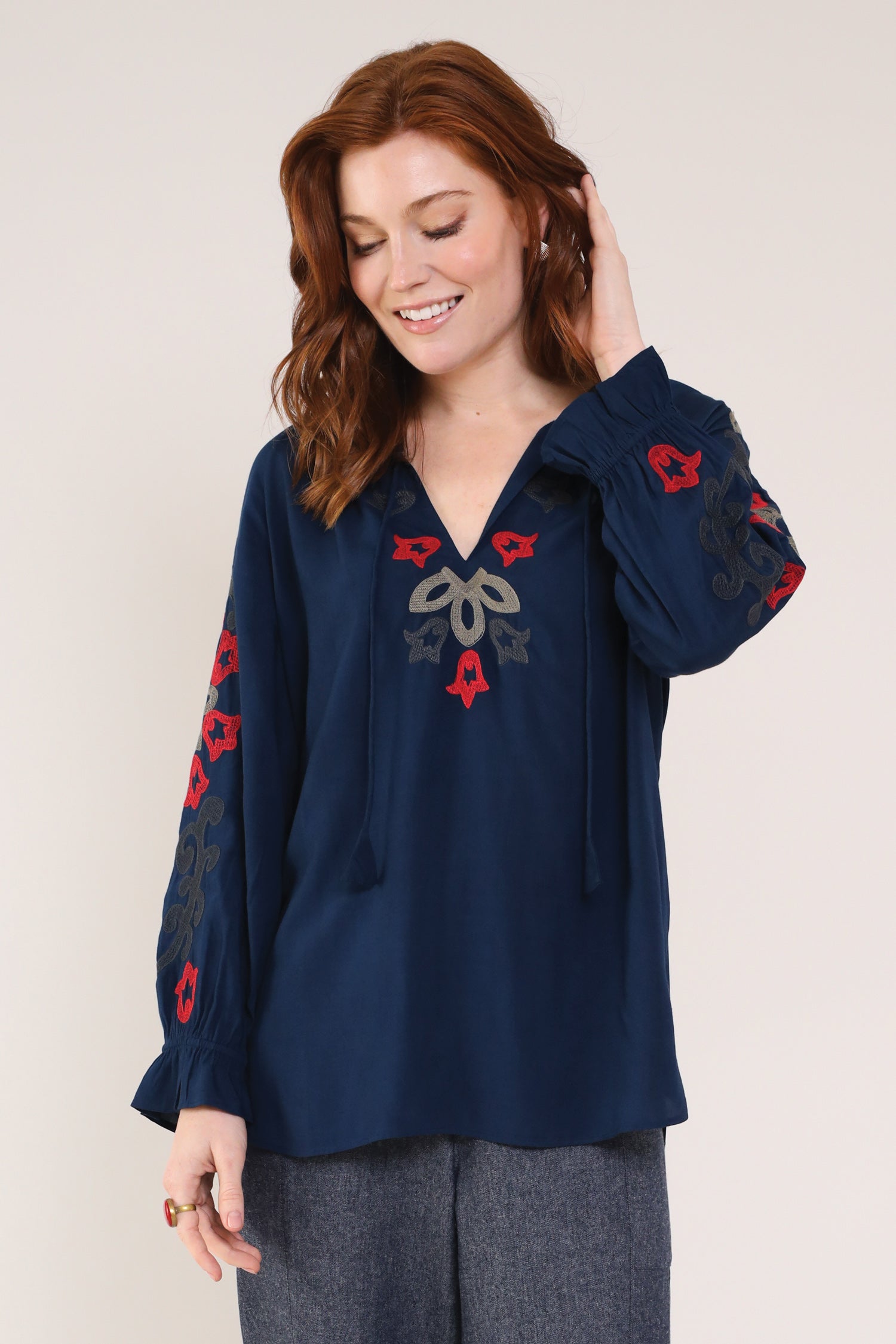 Thunder Colour Embroidered Top - Front side