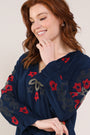 Thunder Colour Embroidered Top - Front closeup