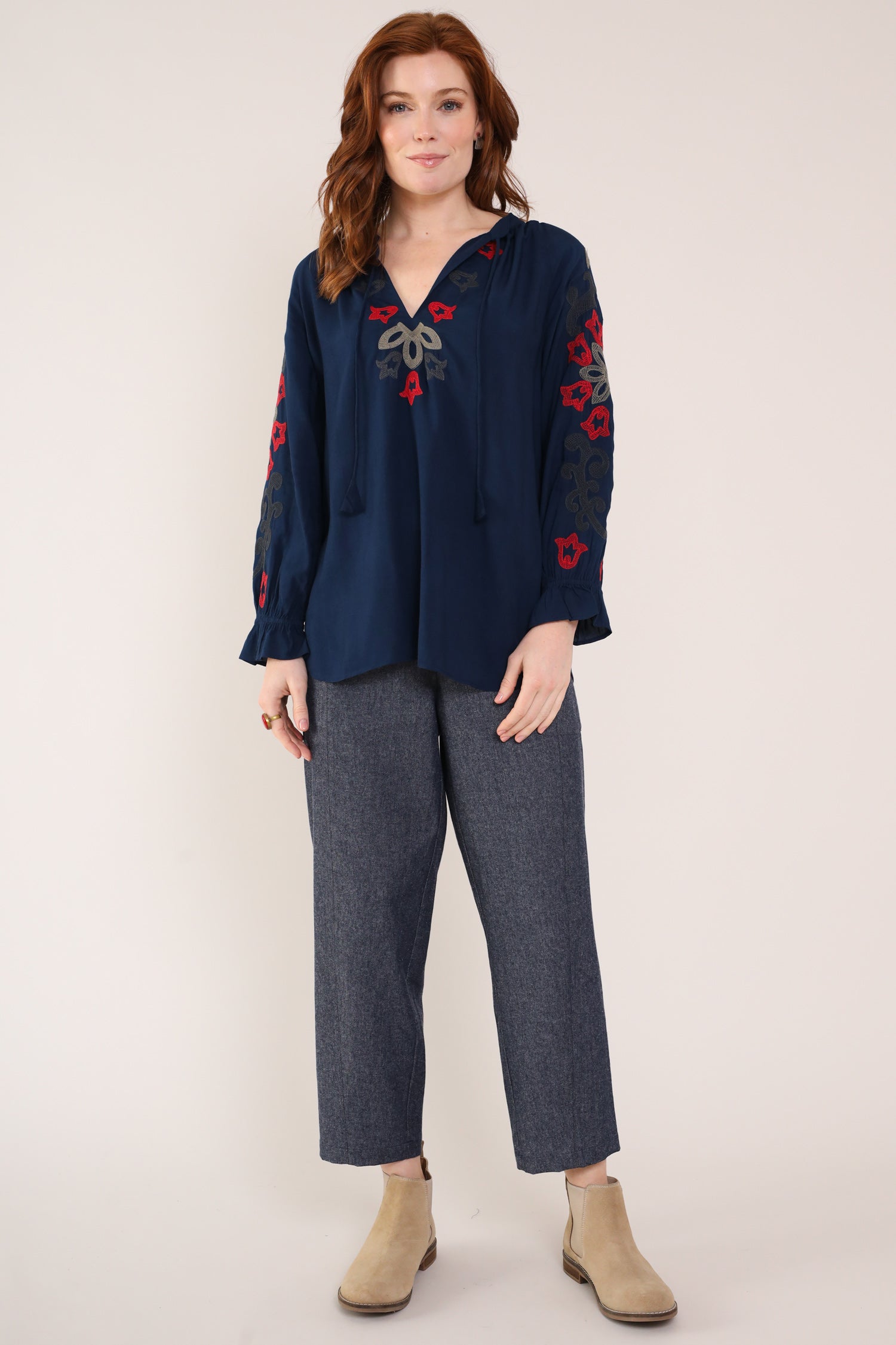 Thunder Colour Embroidered Top - Front full shown