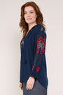 Thunder Colour Embroidered Top - Left side shown