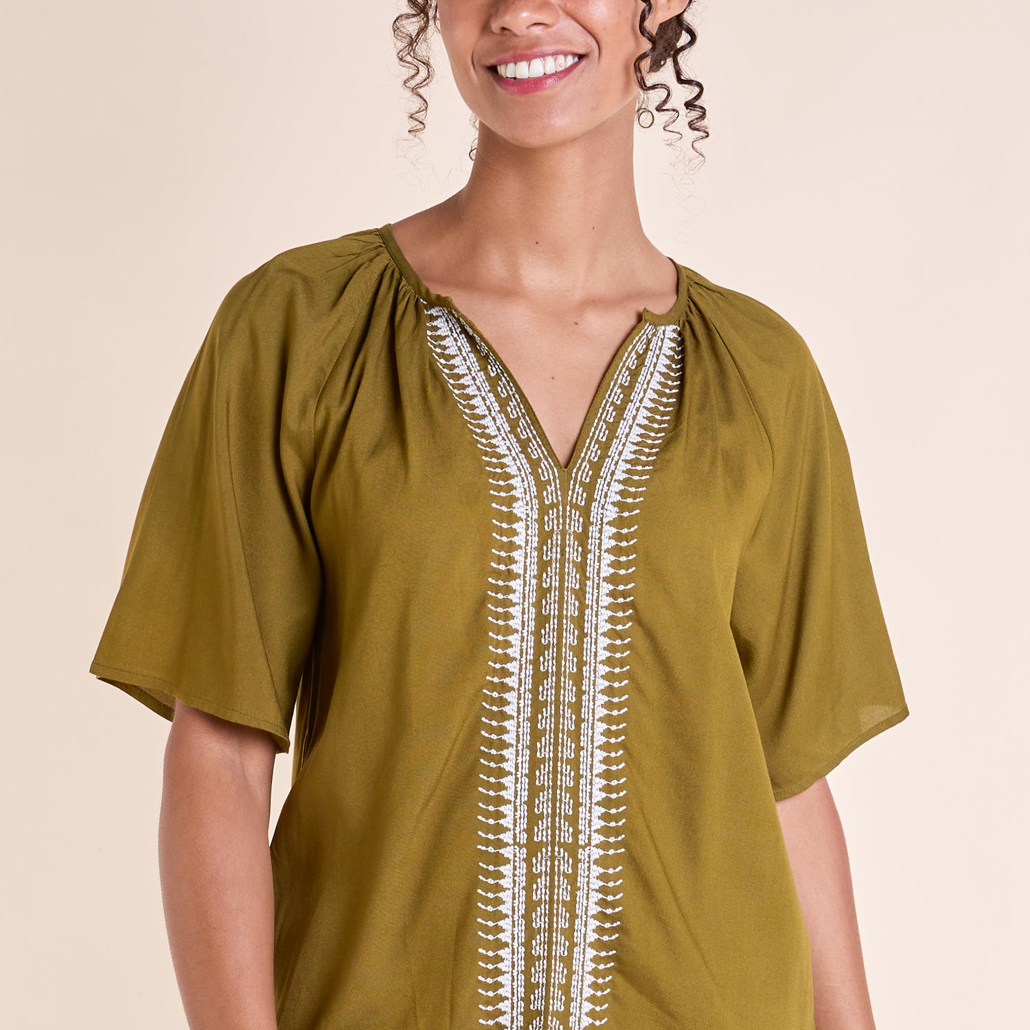 SS25 Embroidered Viscose Top - Ivy