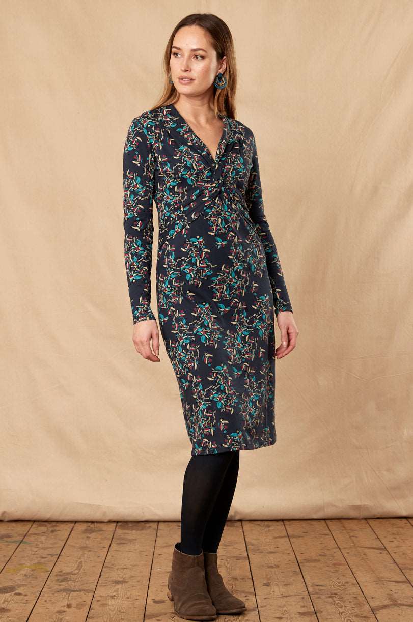 HR2109  Knot Front Dress #colour_navy