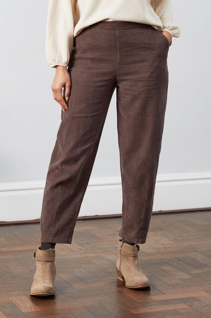 Cotton Curved-Leg Trousers