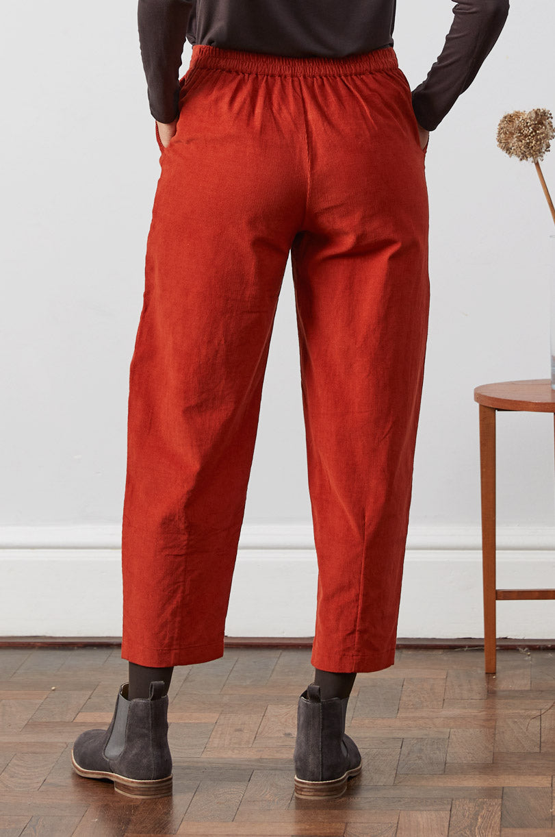 Cotton Curved-Leg Trousers