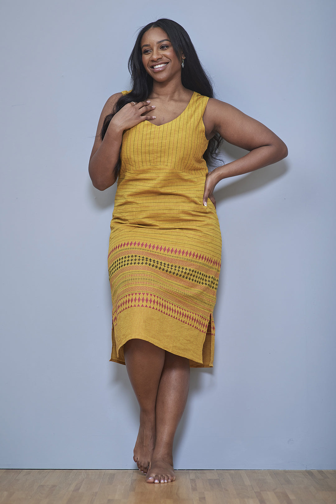 GJ2101 Sleeveless Jacquard Dress