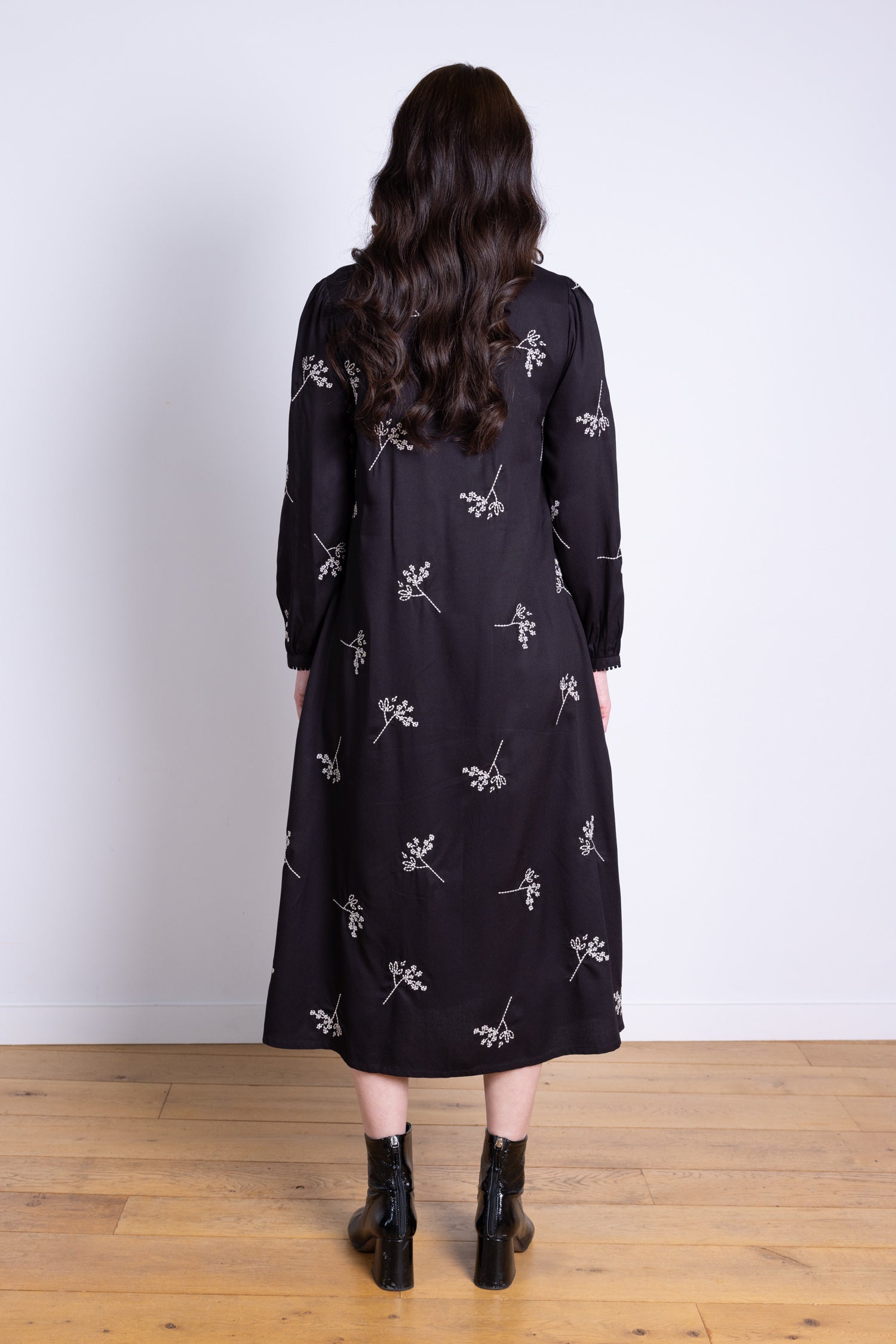 AW25 Embroidered Midi Dress - Black
