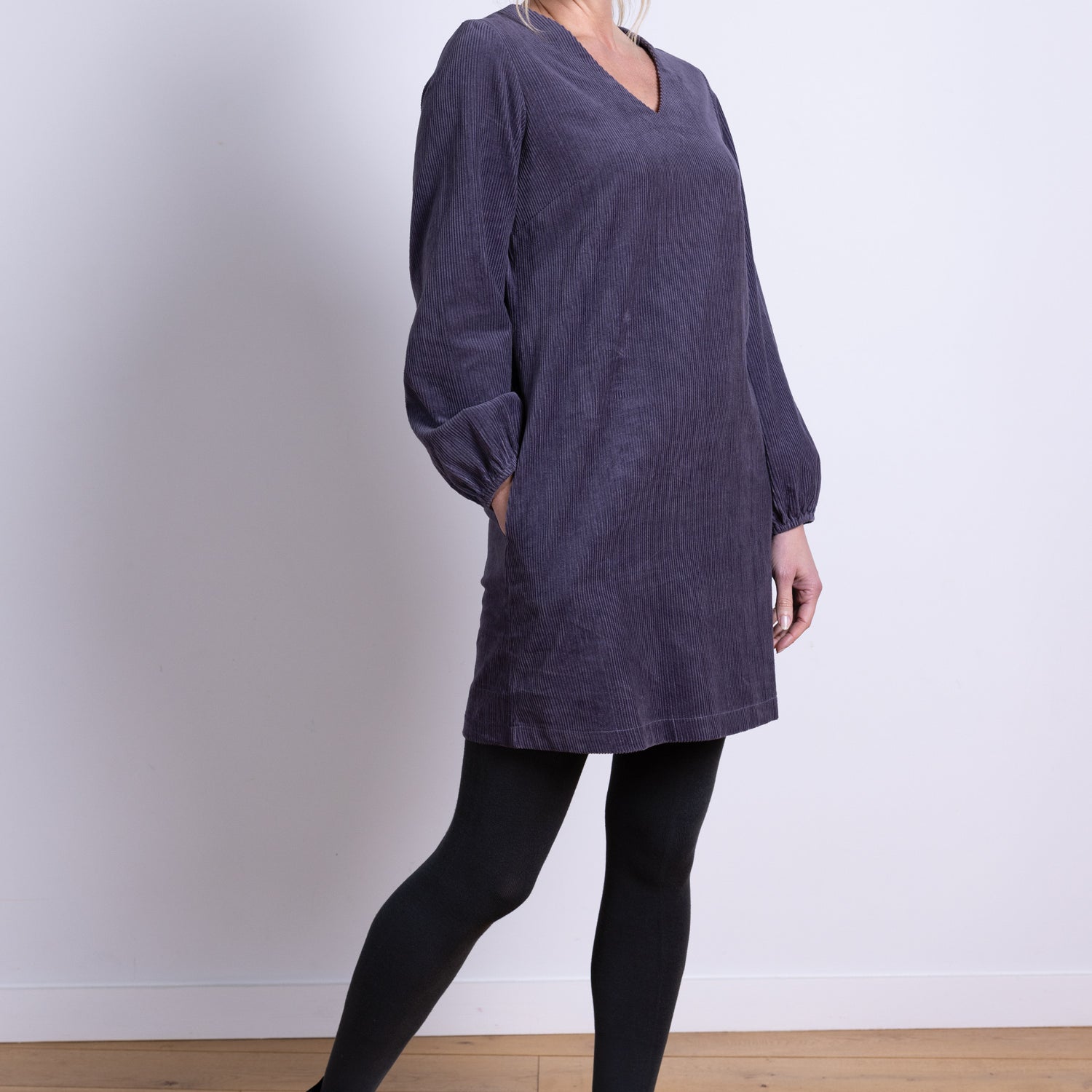 AW25 Gathered Cuff Tunic Dress - Plum