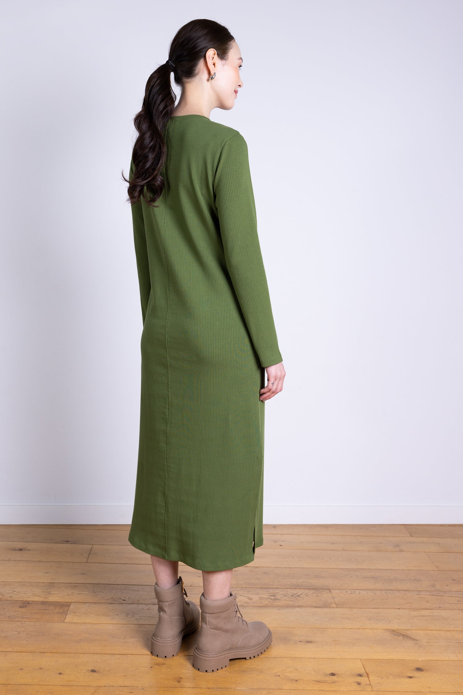 AW25 Rib Jersey Midi Dress - Basil