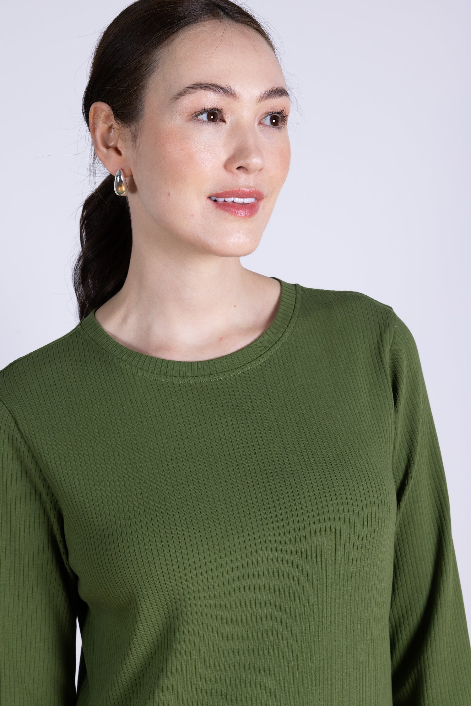 AW25 Rib Jersey Midi Dress - Basil