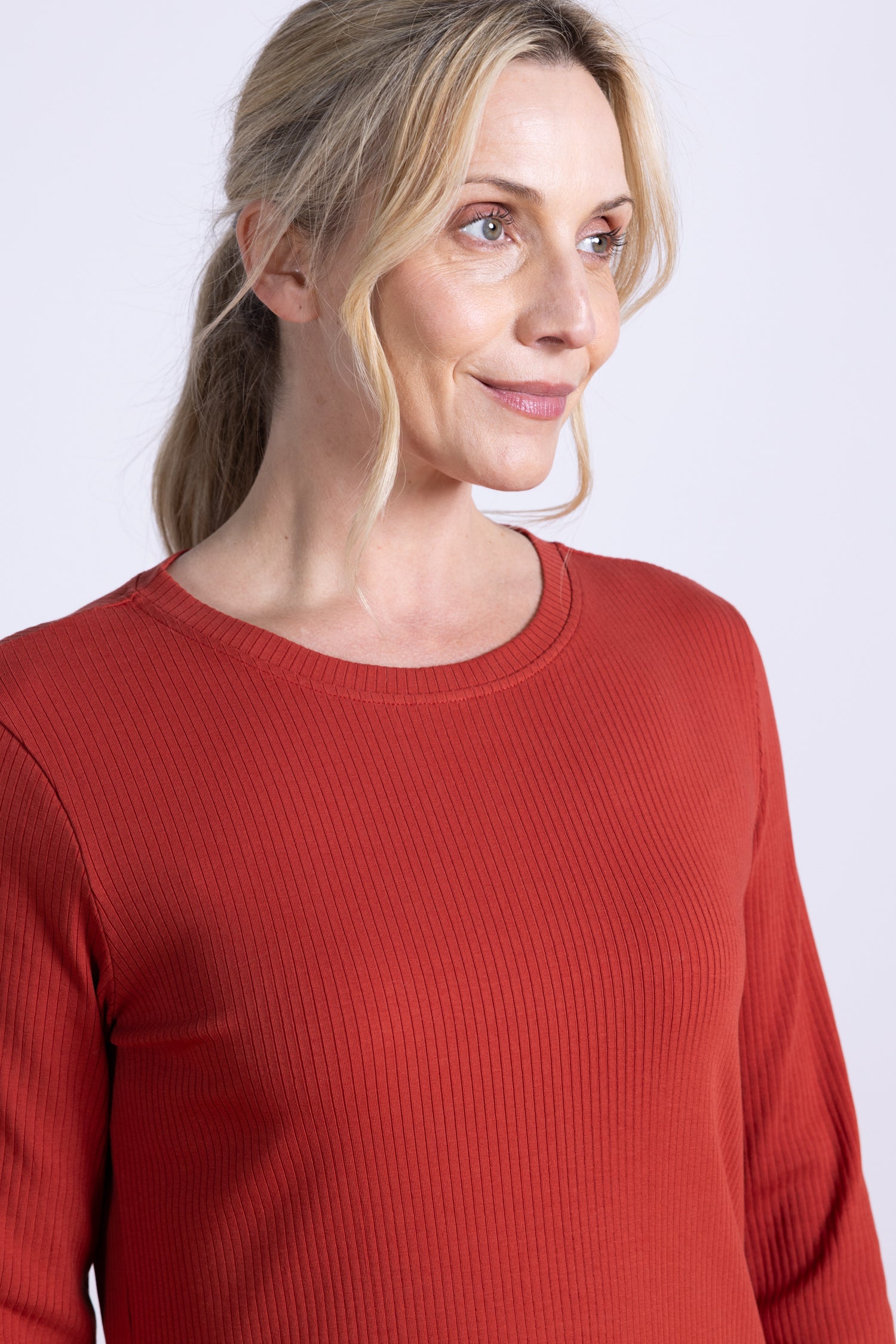 AW25 Rib Jersey Midi Dress - Rust