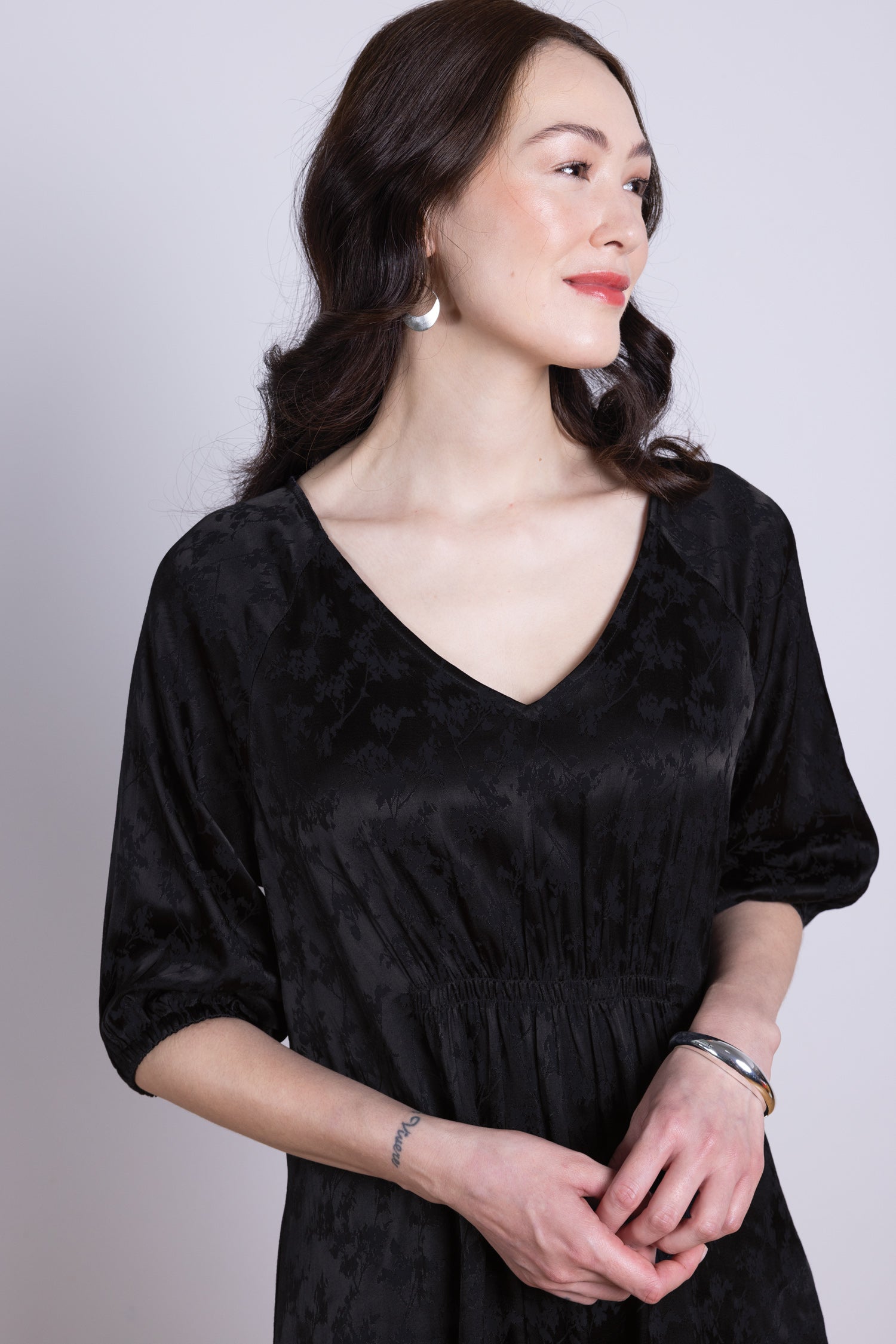 AW25 Jacquard Midi Dress - Black