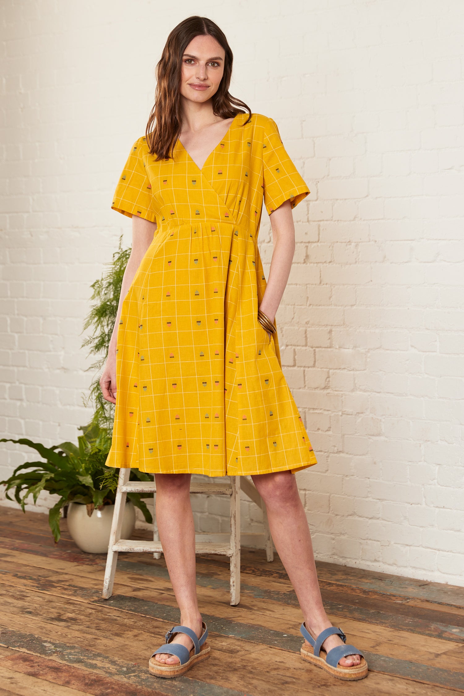 Beach Hut Cotton Kimon Sleeve Dress