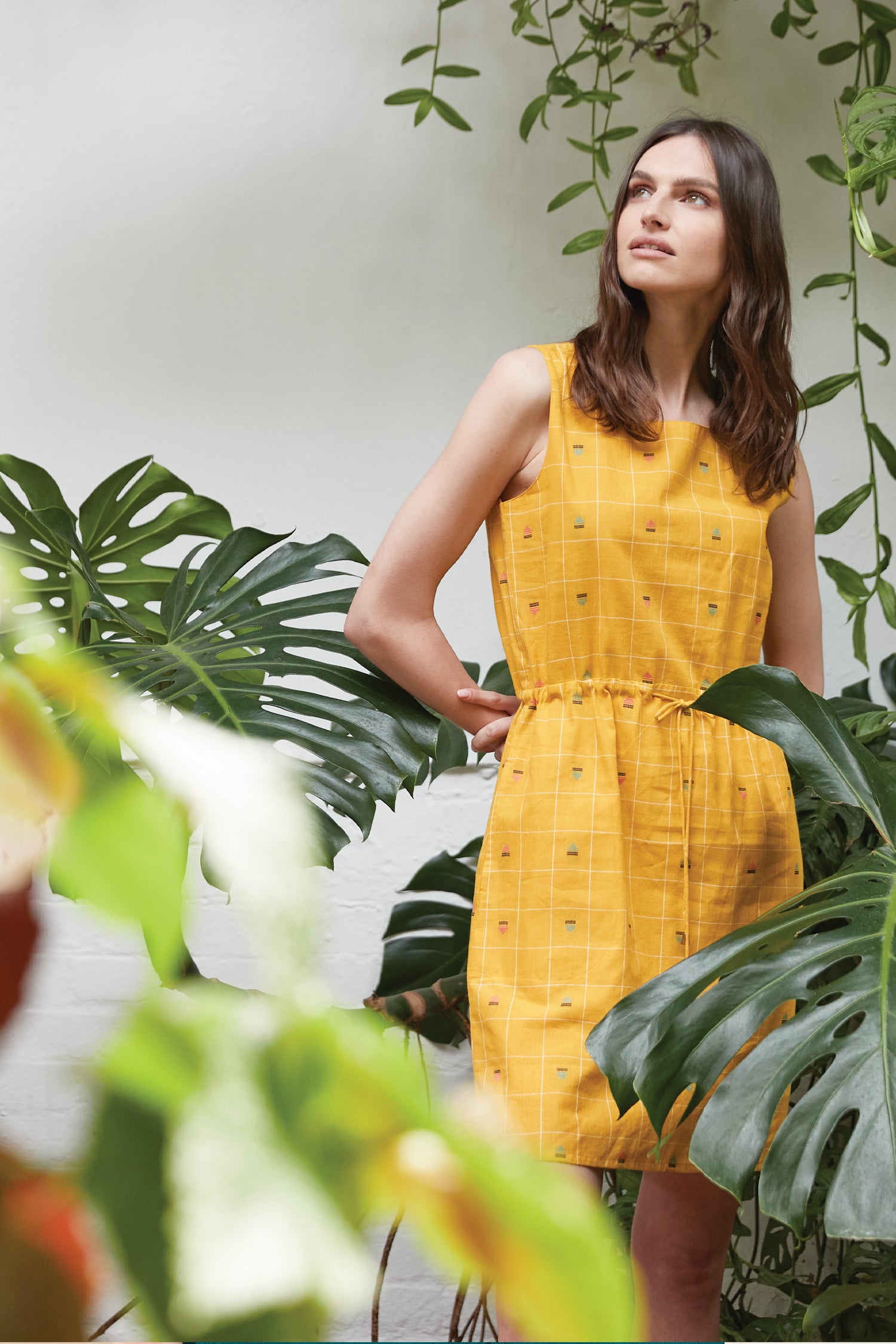 Beach Hut Cotton Drawstring Tunic Dress