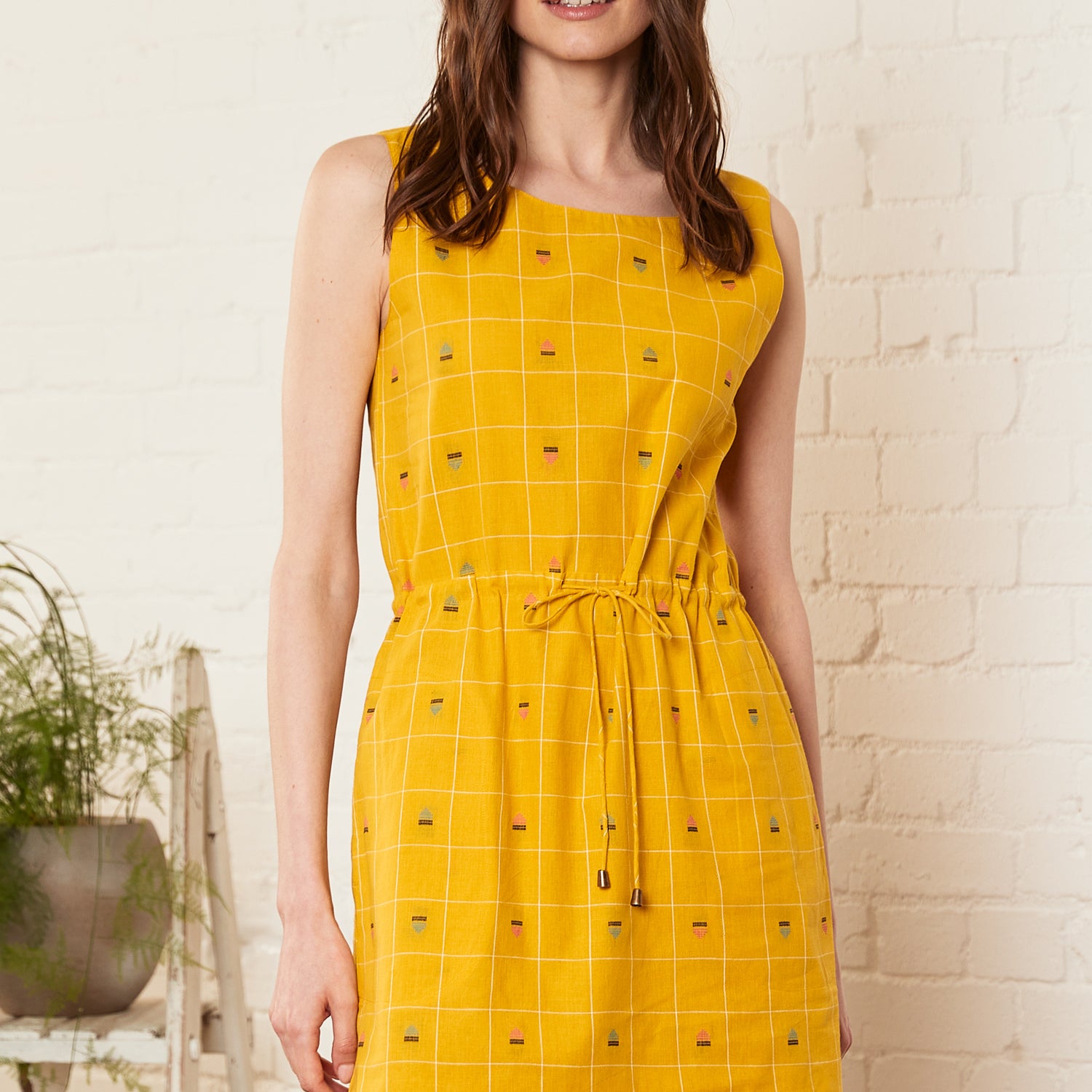 Beach Hut Cotton Drawstring Tunic Dress