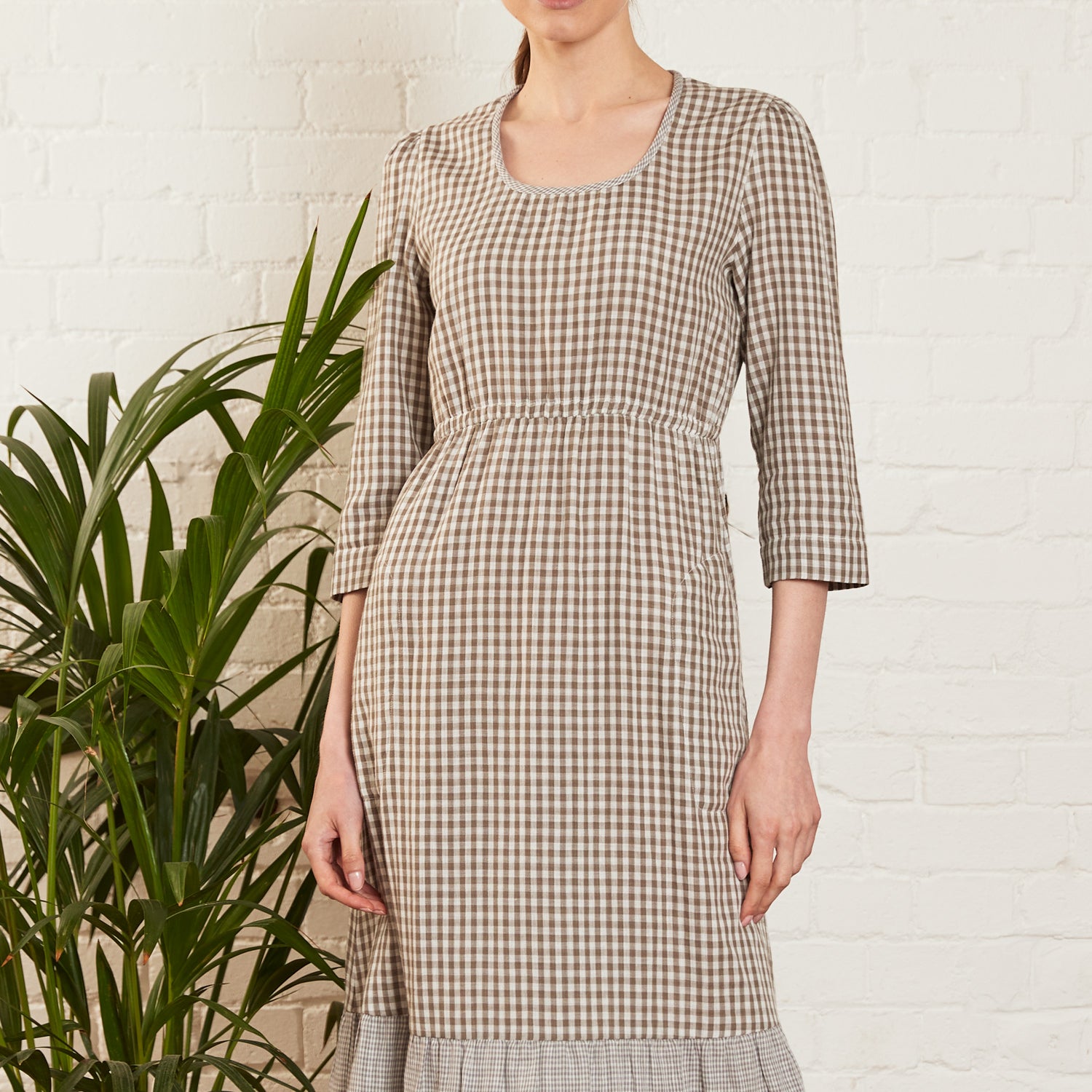 Check Double Cotton Dress