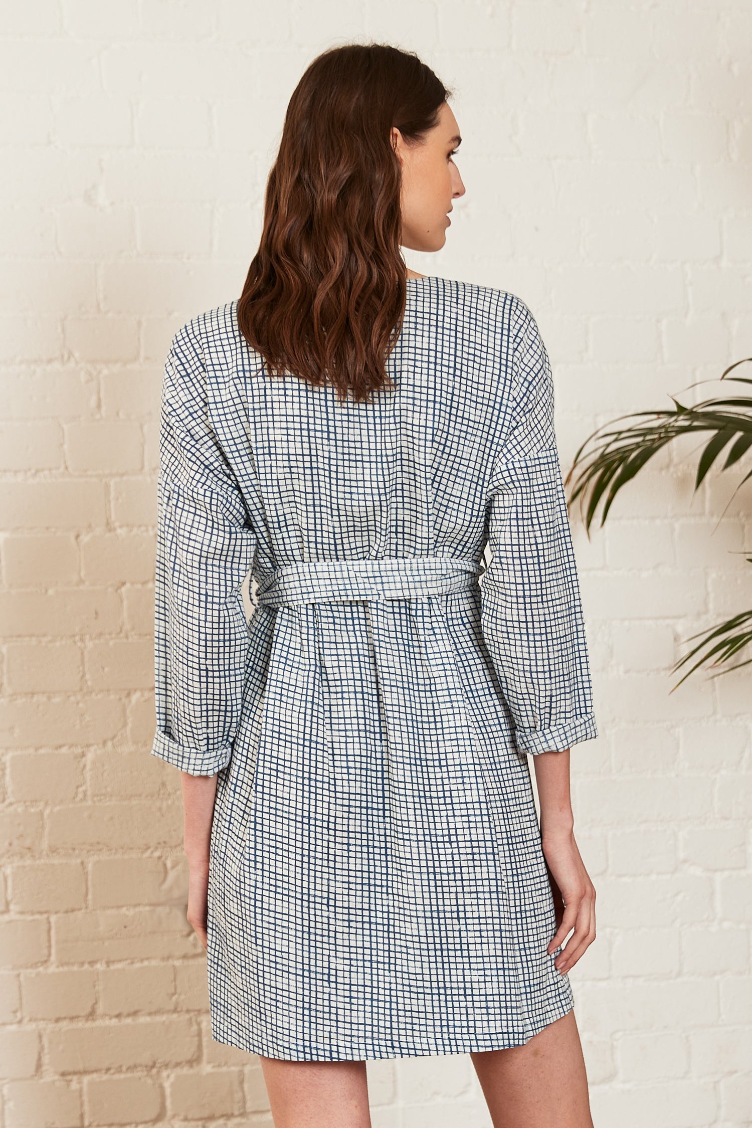 Cotton Check Tunic Shirt Dress
