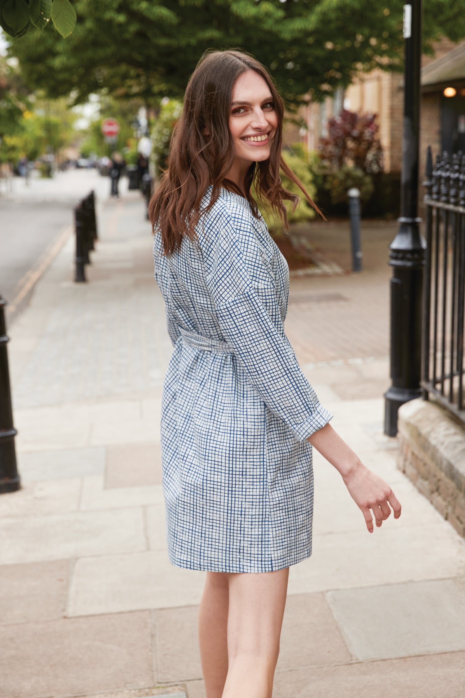 Cotton Check Tunic Shirt Dress