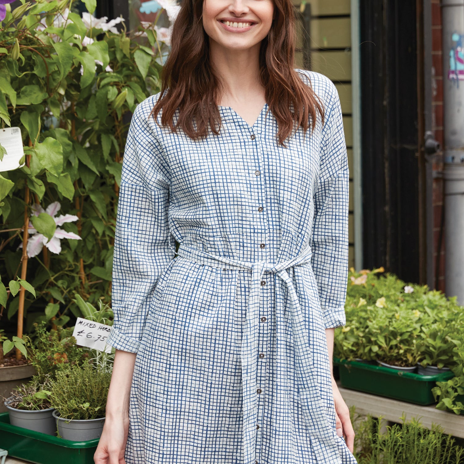Cotton Check Tunic Shirt Dress