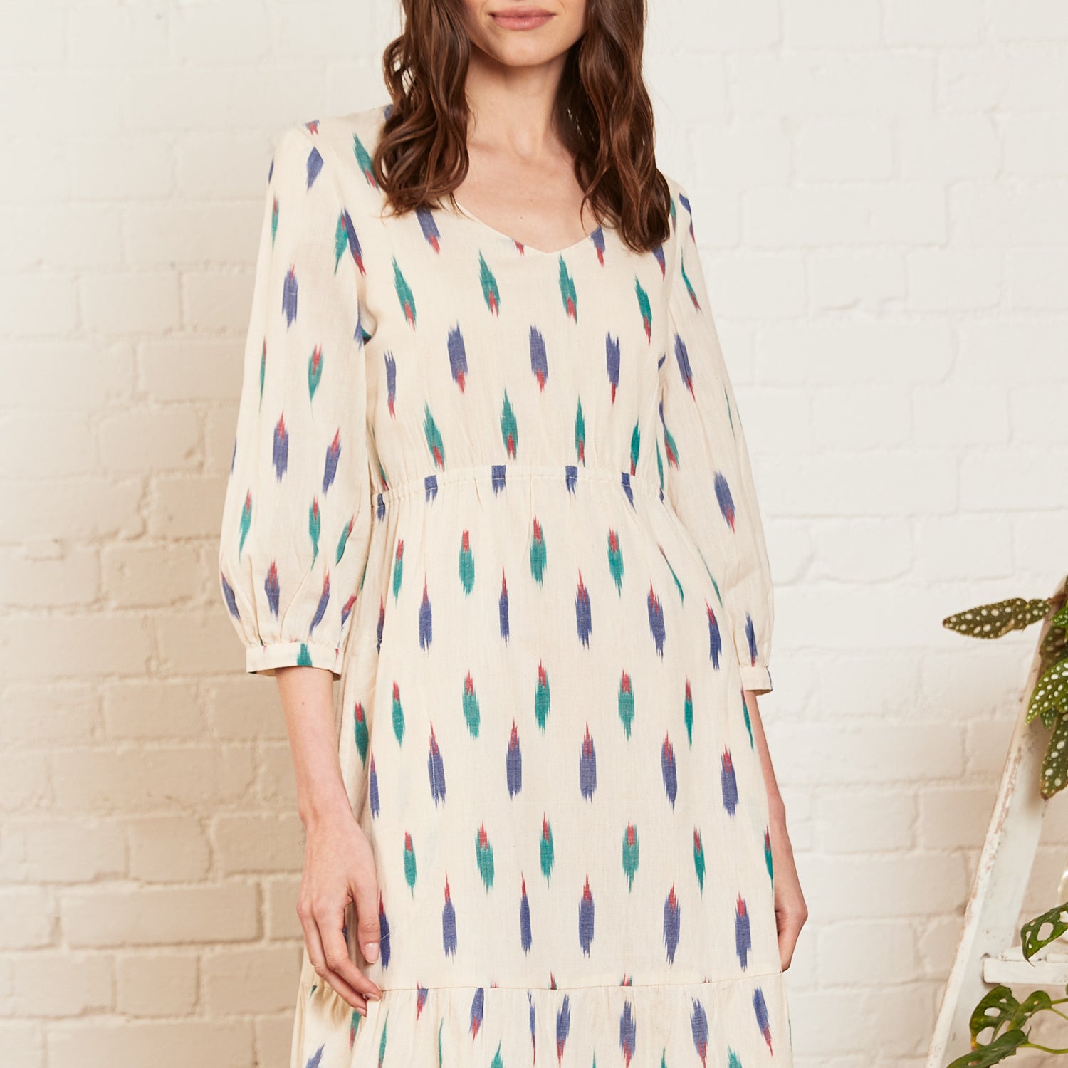 Ikat Cotton Gathered Dress