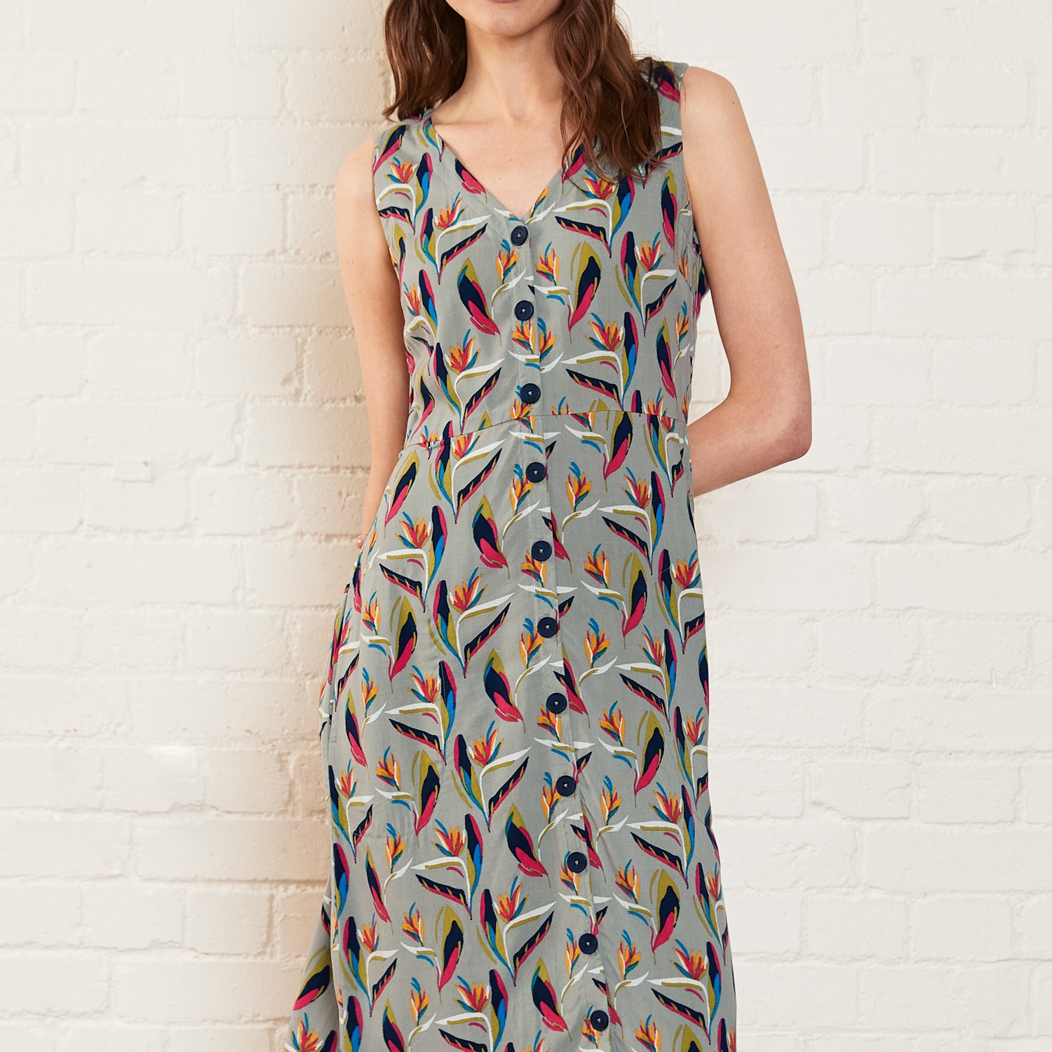Paradise Bloom Lenzing Ecovero Buttoned Dress