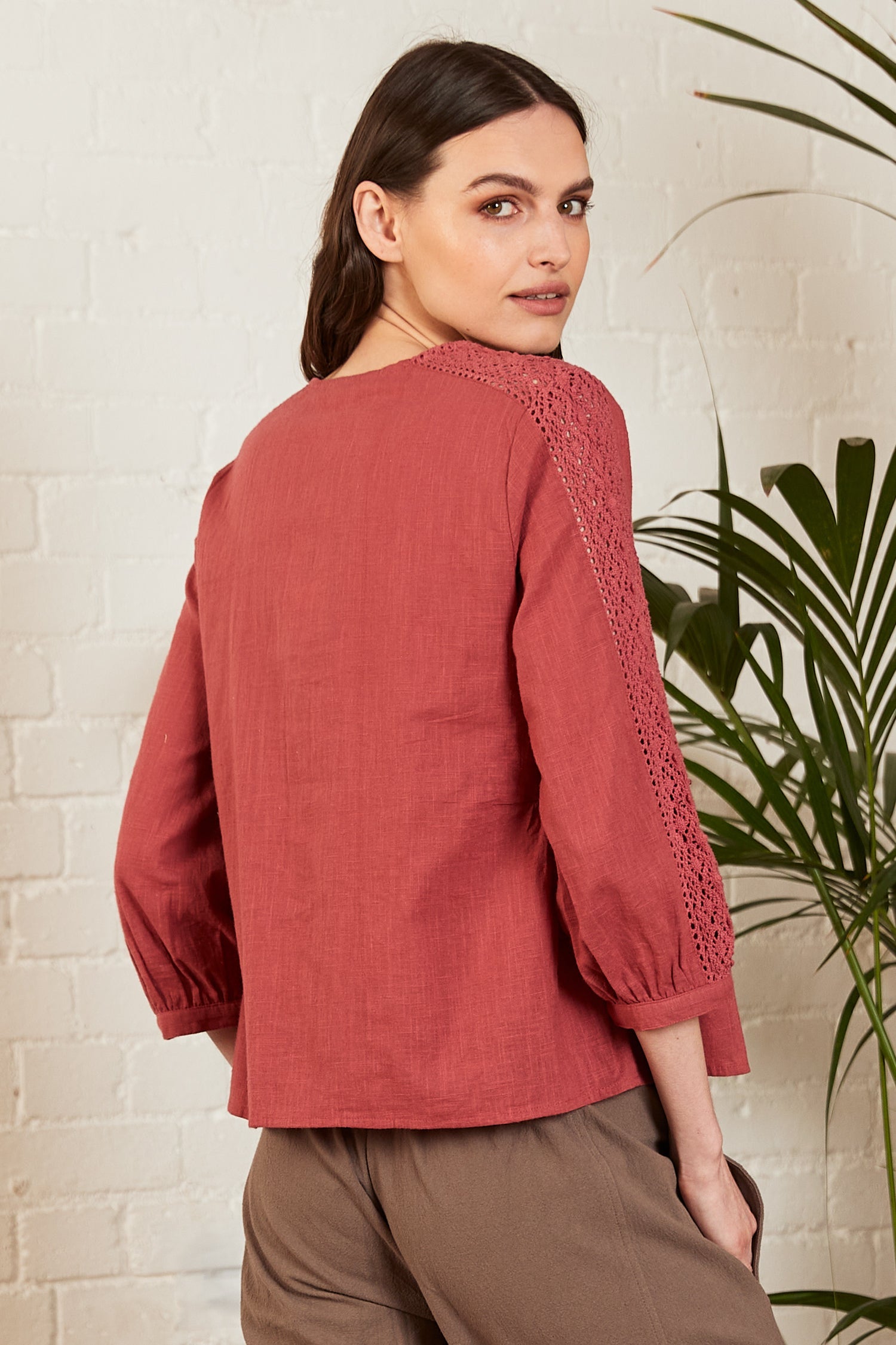 Cotton Lace Trim Shirt