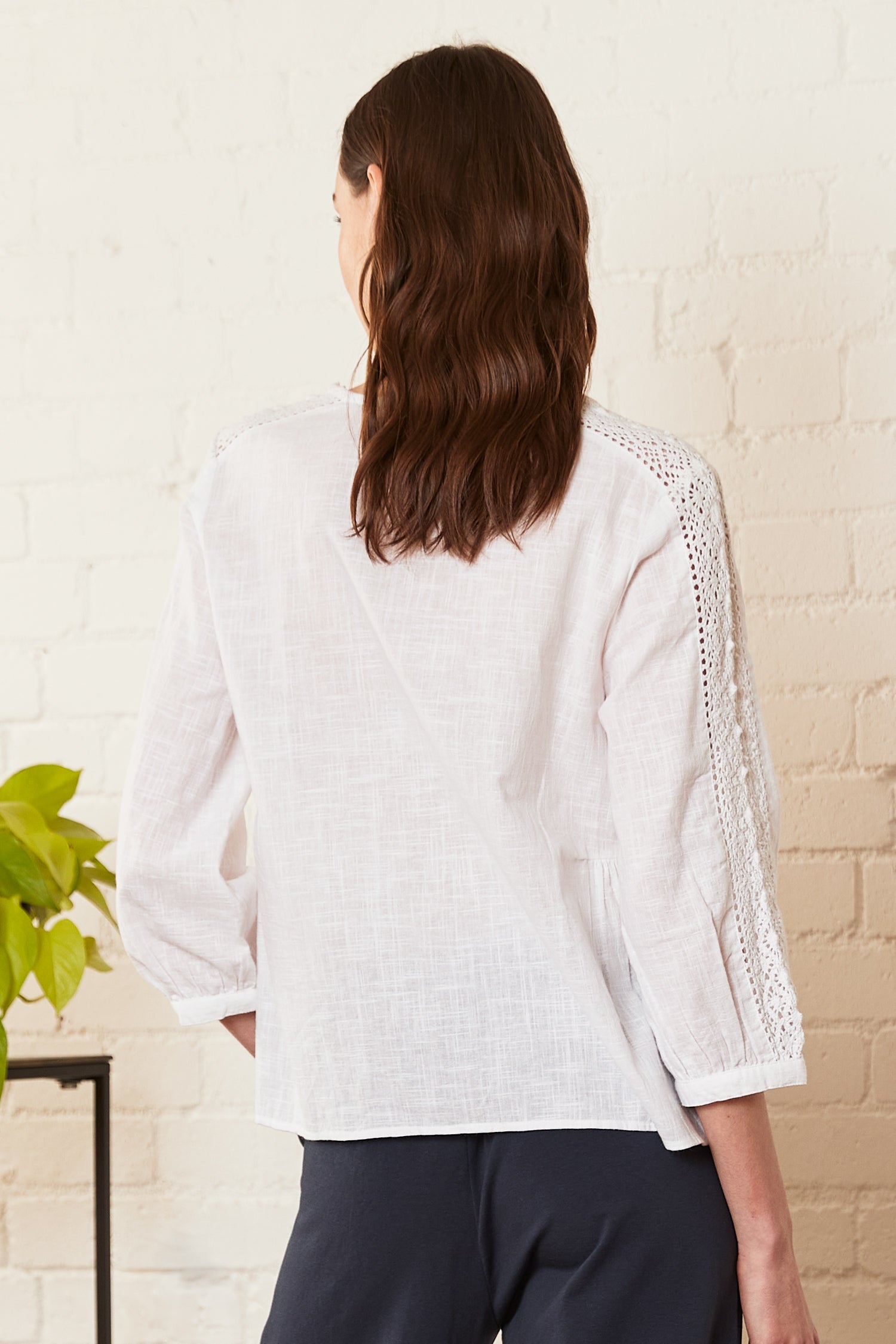 Cotton Lace Trim Shirt