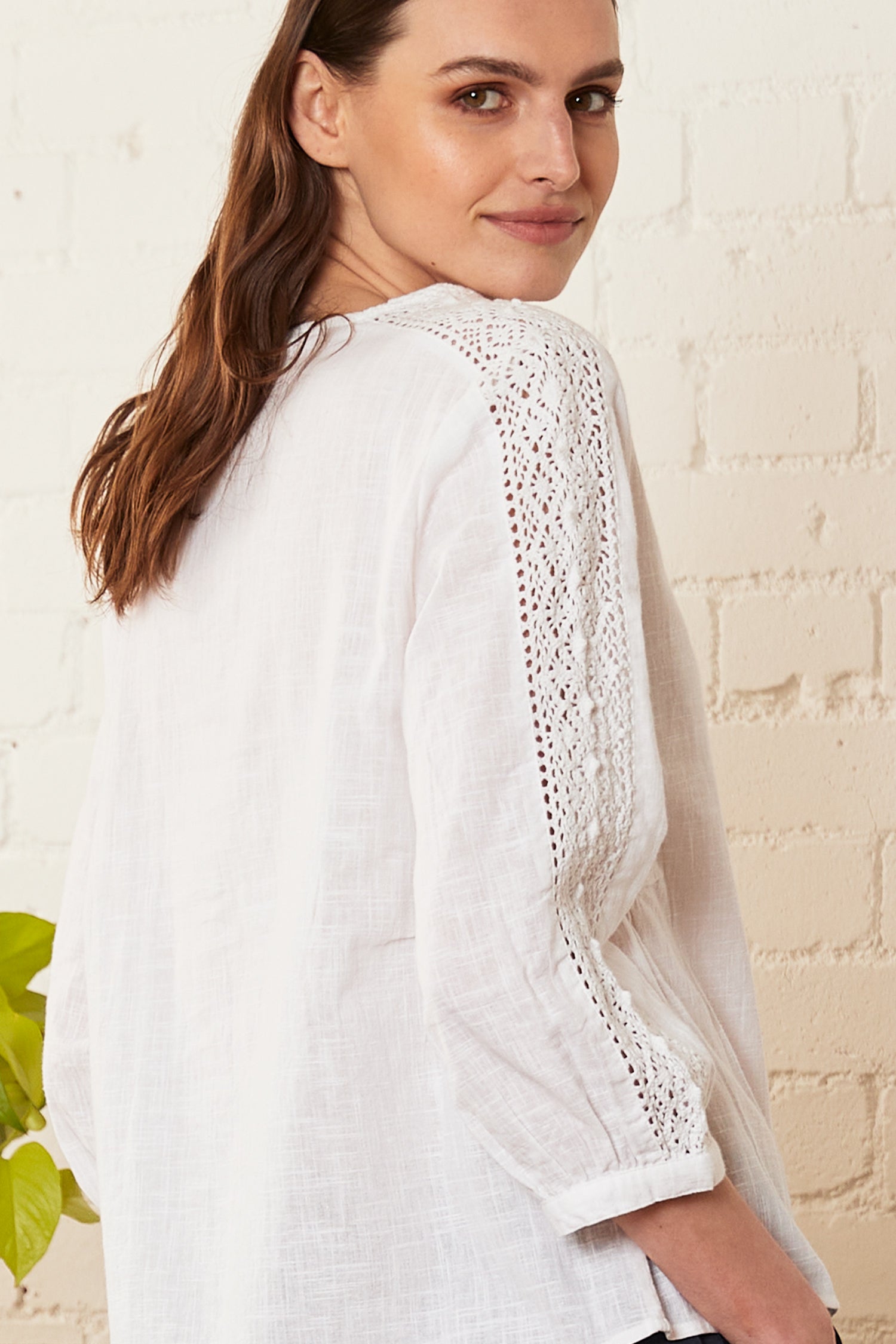 Cotton Lace Trim Shirt