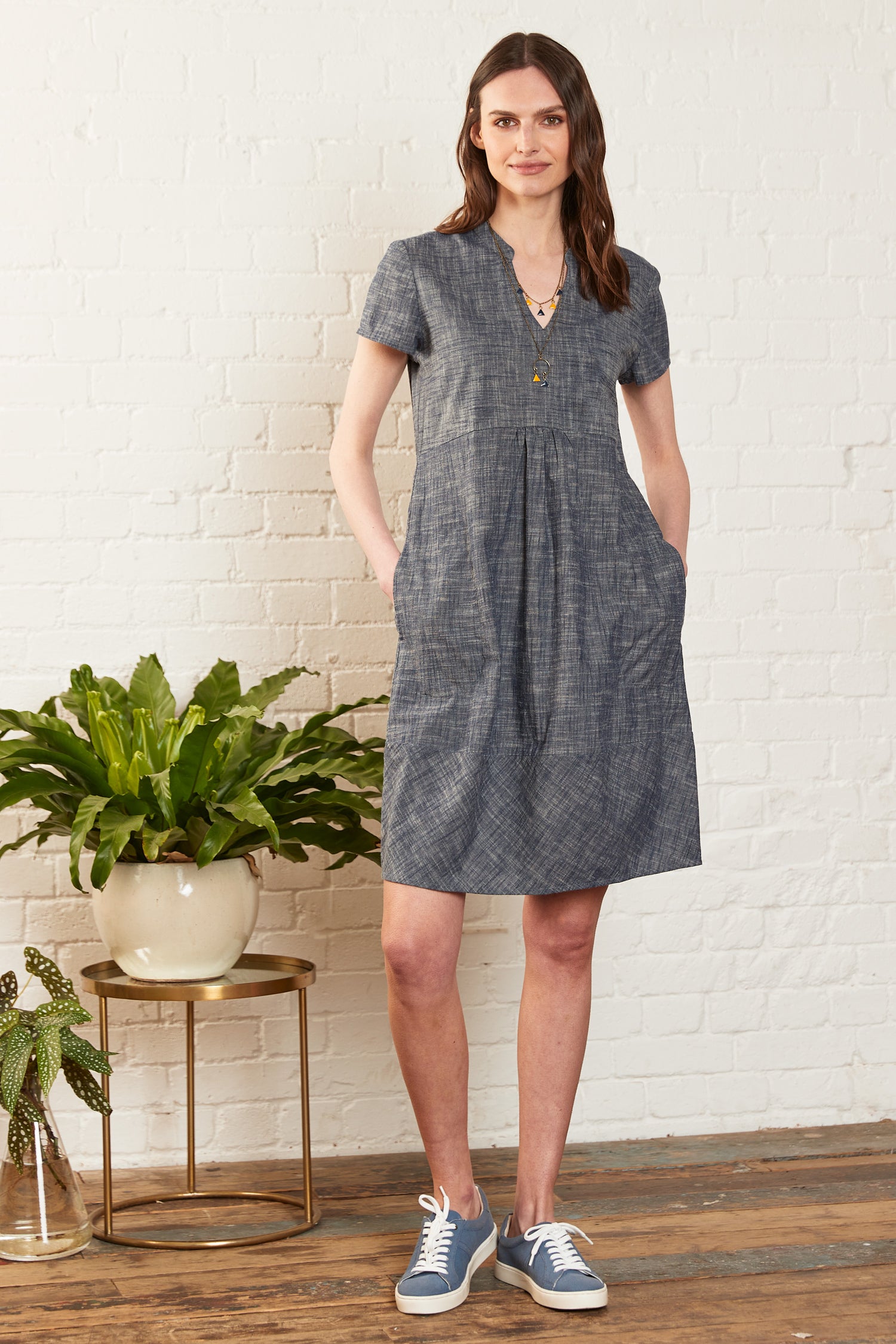 Cotton Chambray Tunic Dress