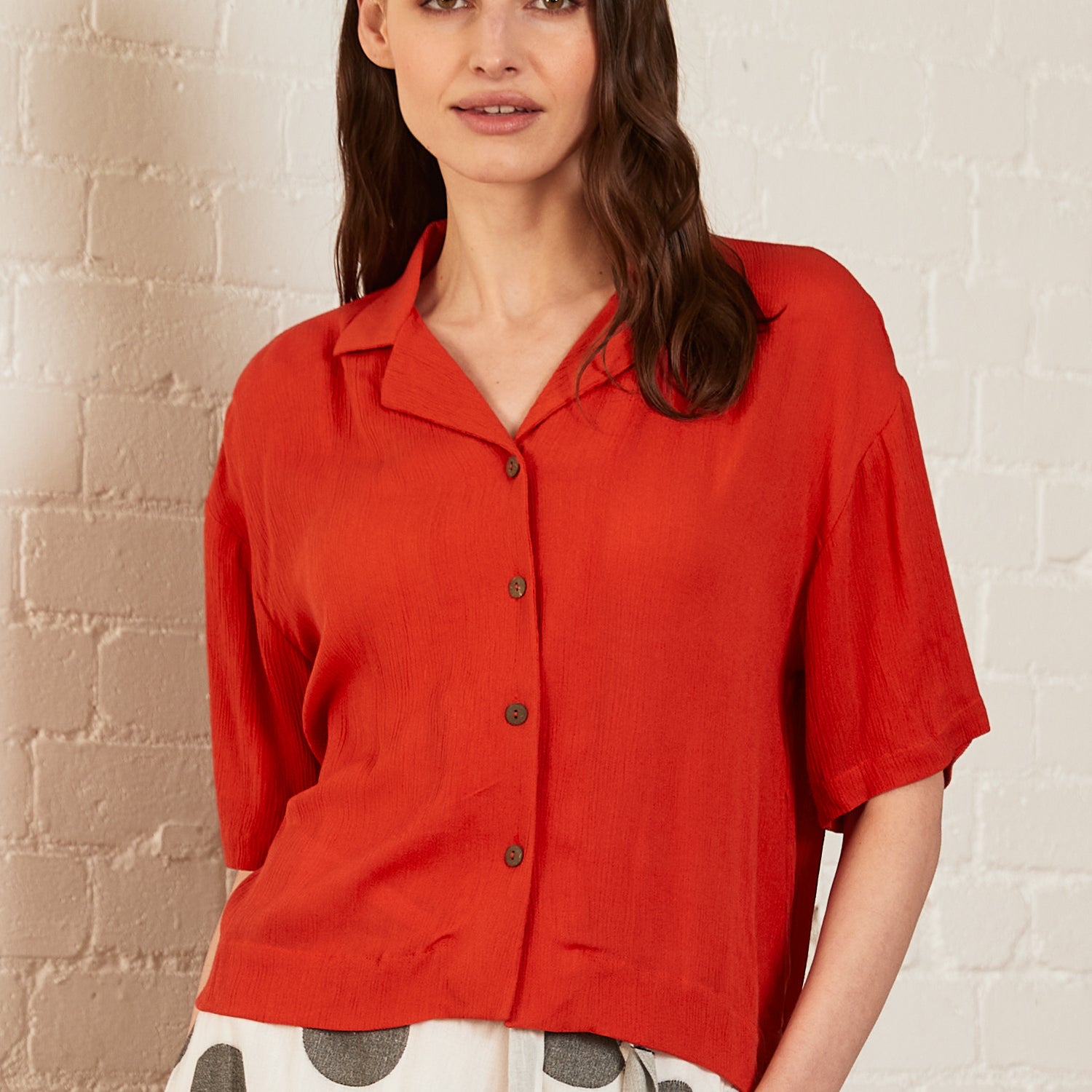 Crinkle Viscose Boxy Shirt