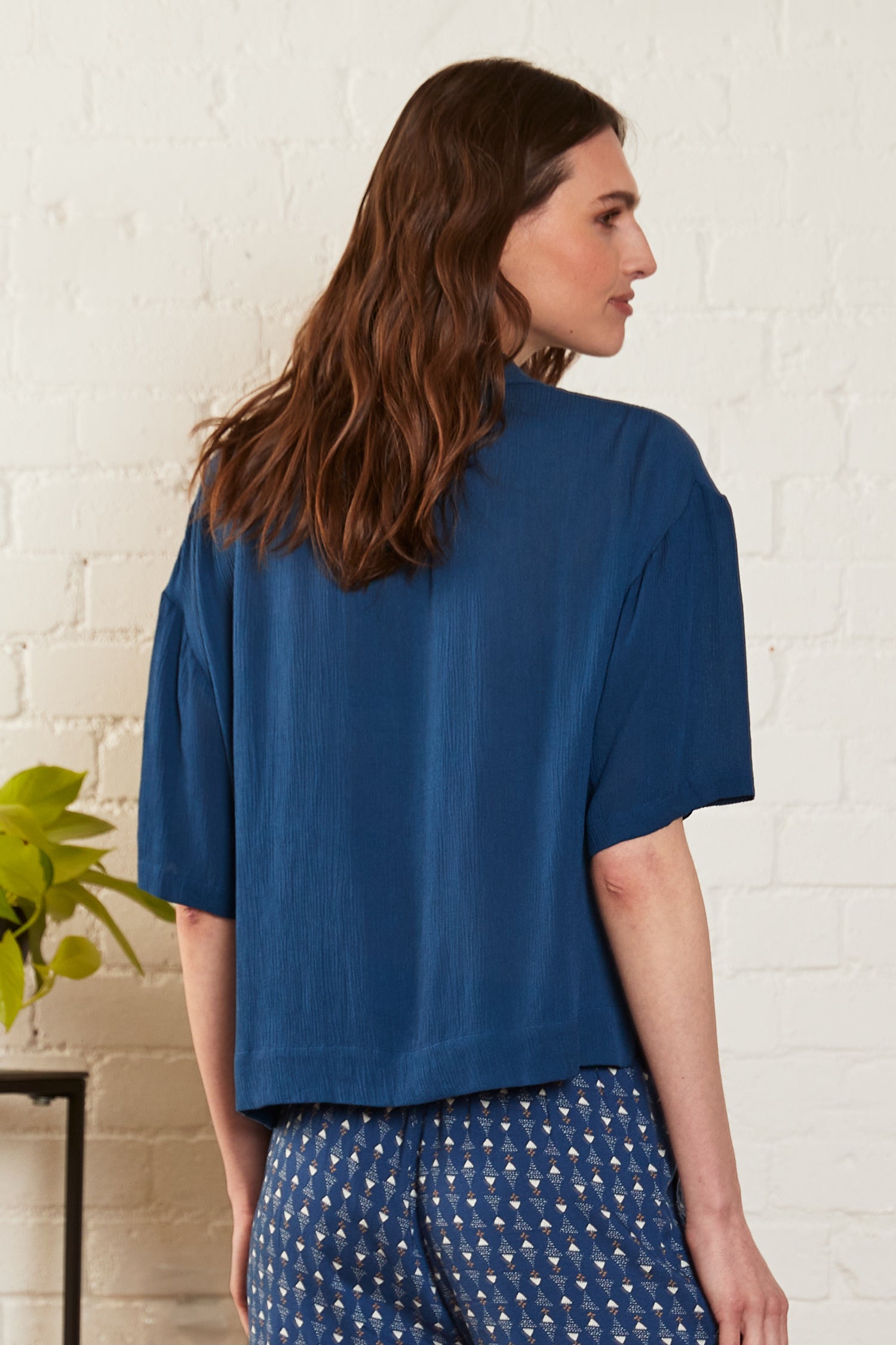 Crinkle Viscose Boxy Shirt