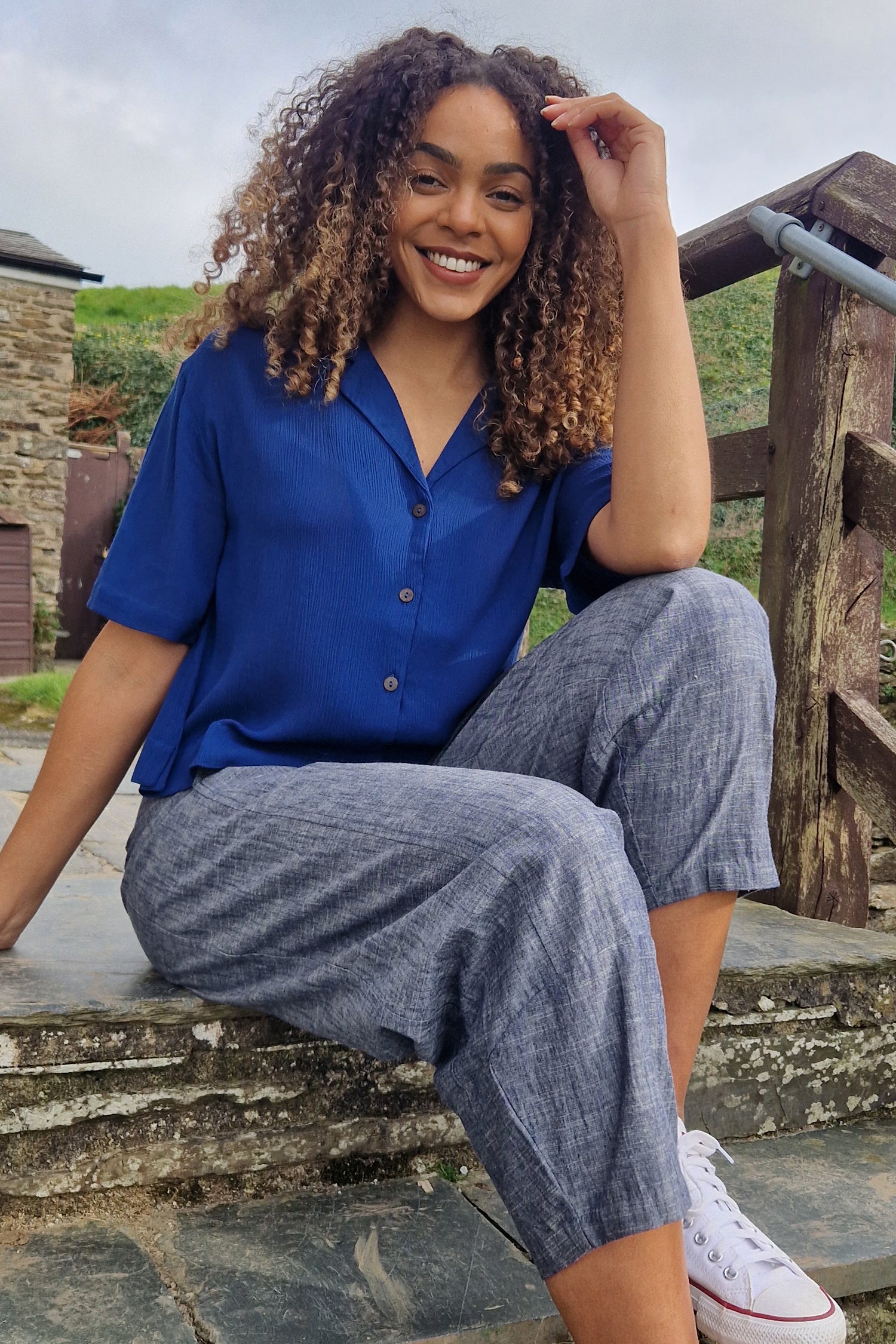 Crinkle Viscose Boxy Shirt