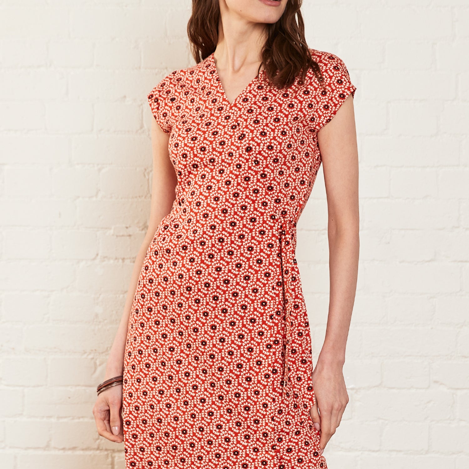 Petal Burst Organic Cotton Wrap Dress