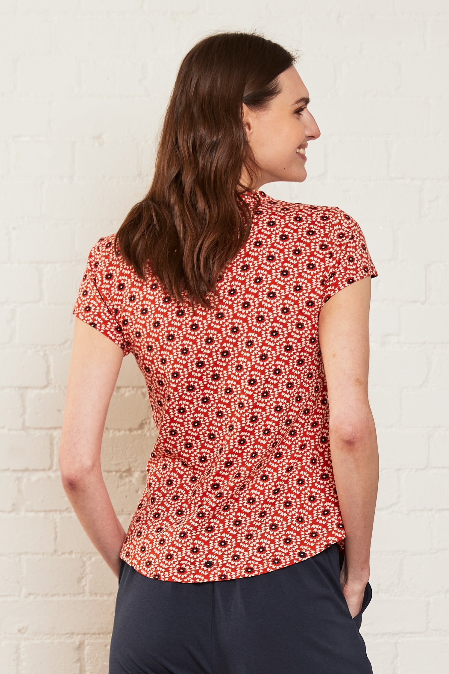 Petal Burst Organic Cotton Collared Top