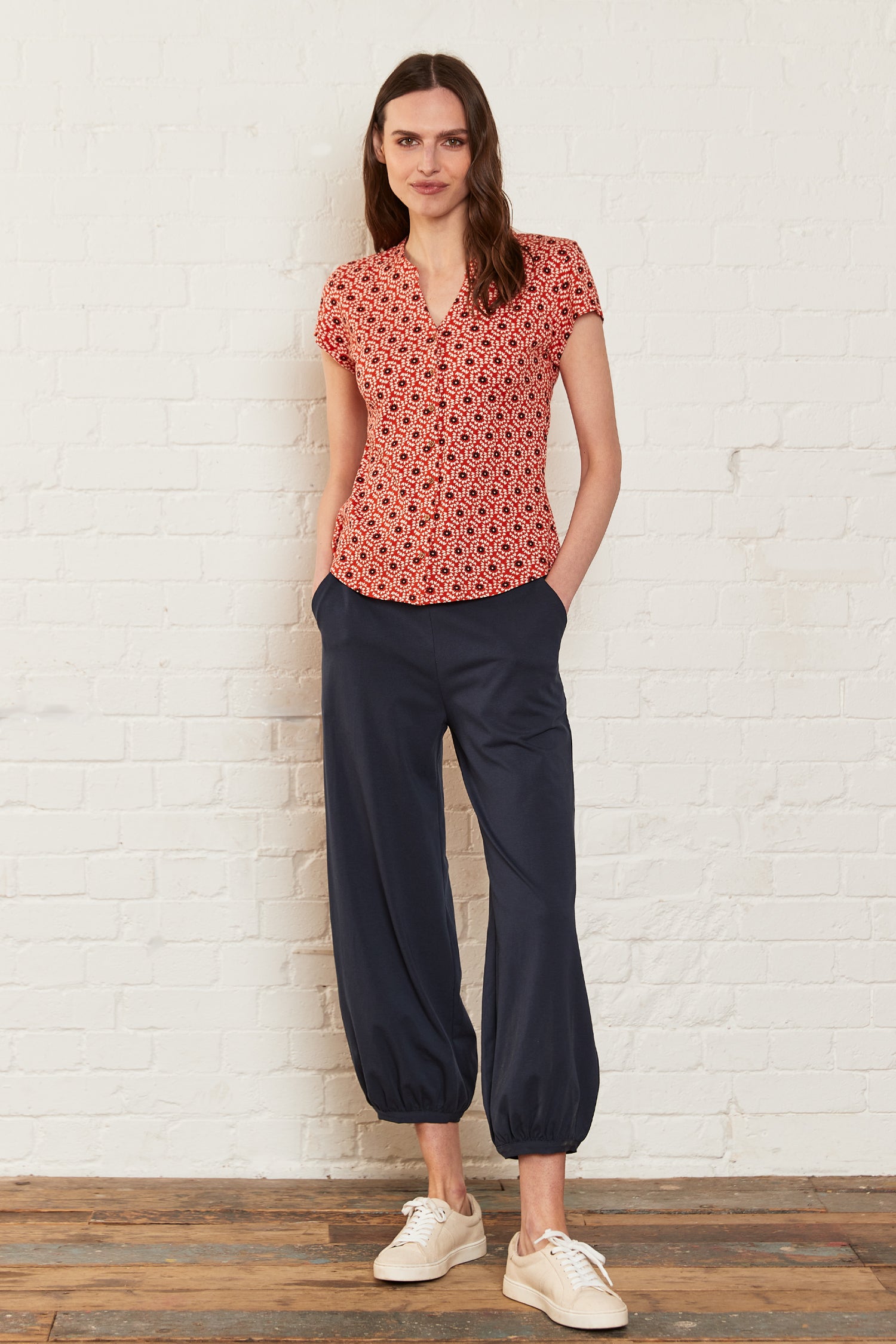 Petal Burst Organic Cotton Collared Top