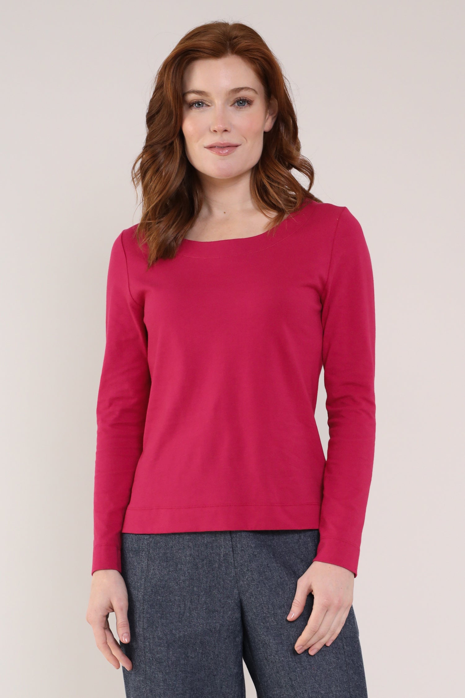Crimson Colour GOTS Organic Cotton Long Sleeve Tops - Front side
