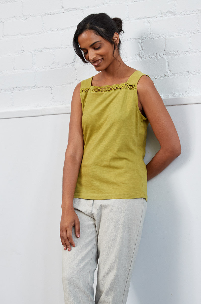 GOTS Organic Cotton Lace Trim Vest