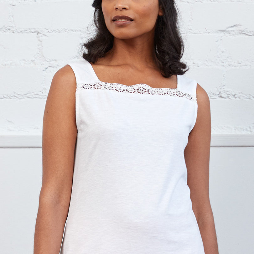 GOTS Organic Cotton Lace Trim Vest